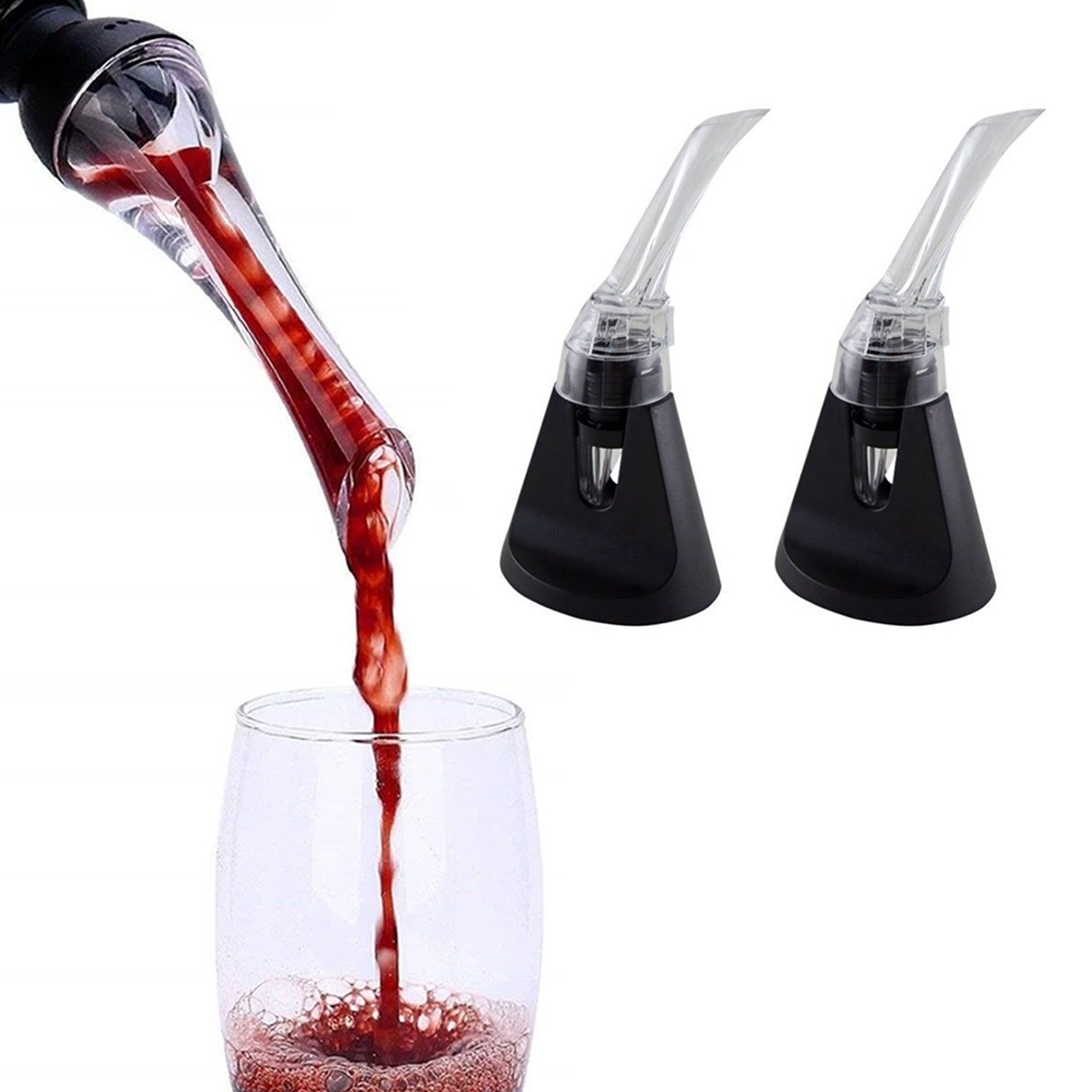 Elegant Black and Clear Wine Aerator Pourer Set