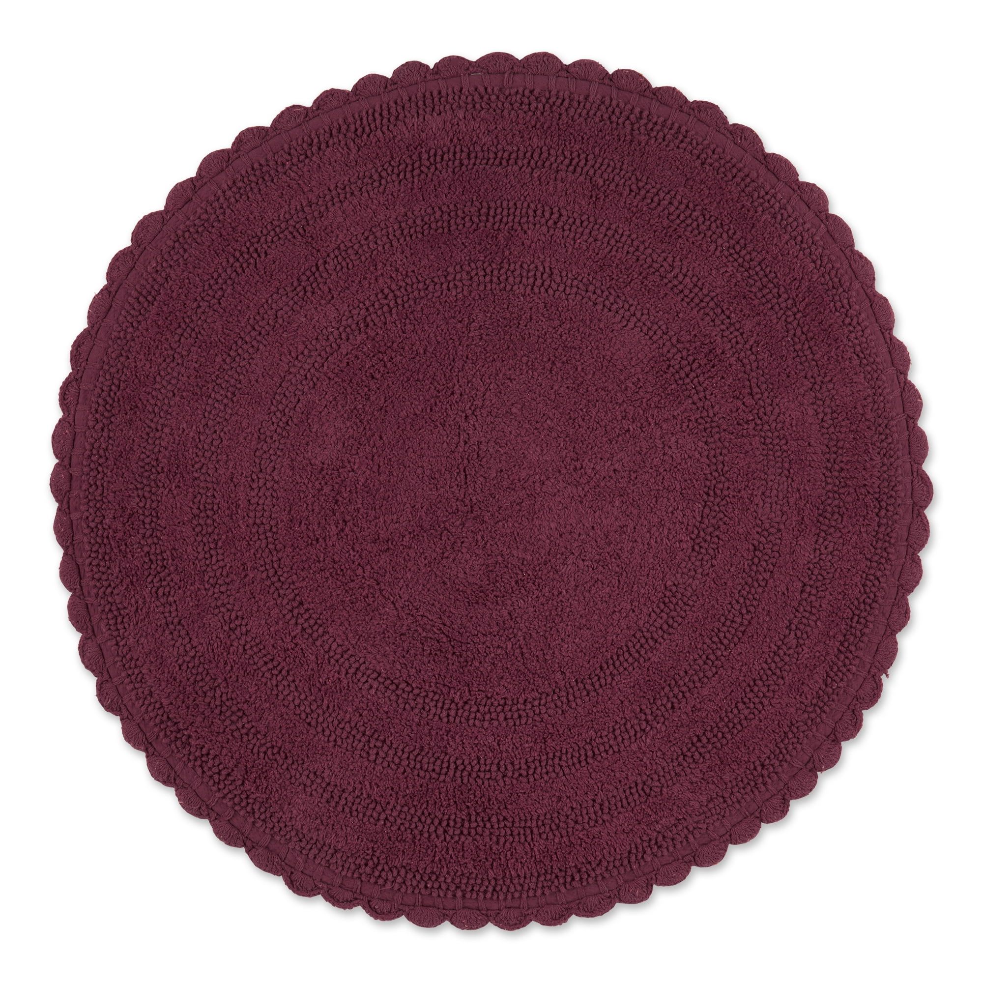 Wine Round Cotton Crochet Bath Mat, 27.5" Diameter