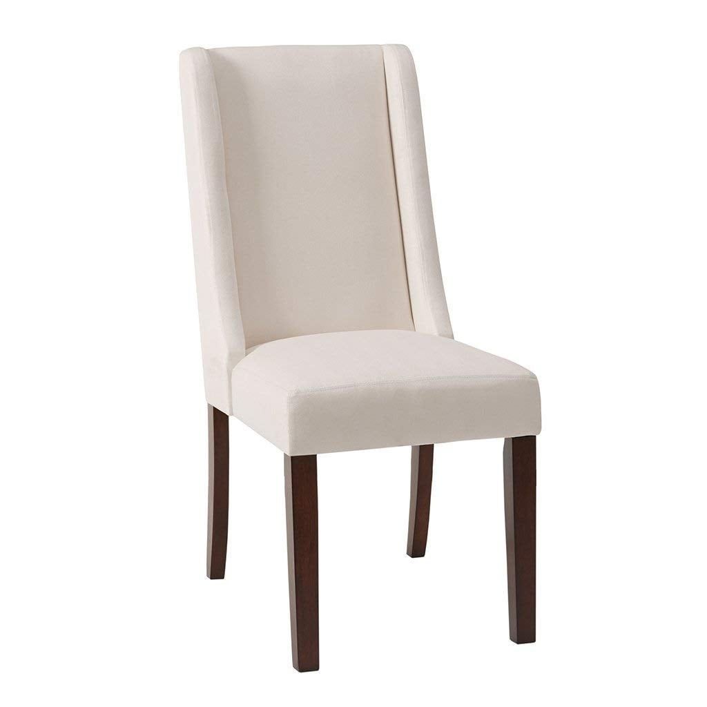 Parsons Cream High Wing-Back Side Chair with Solid Wood Legs