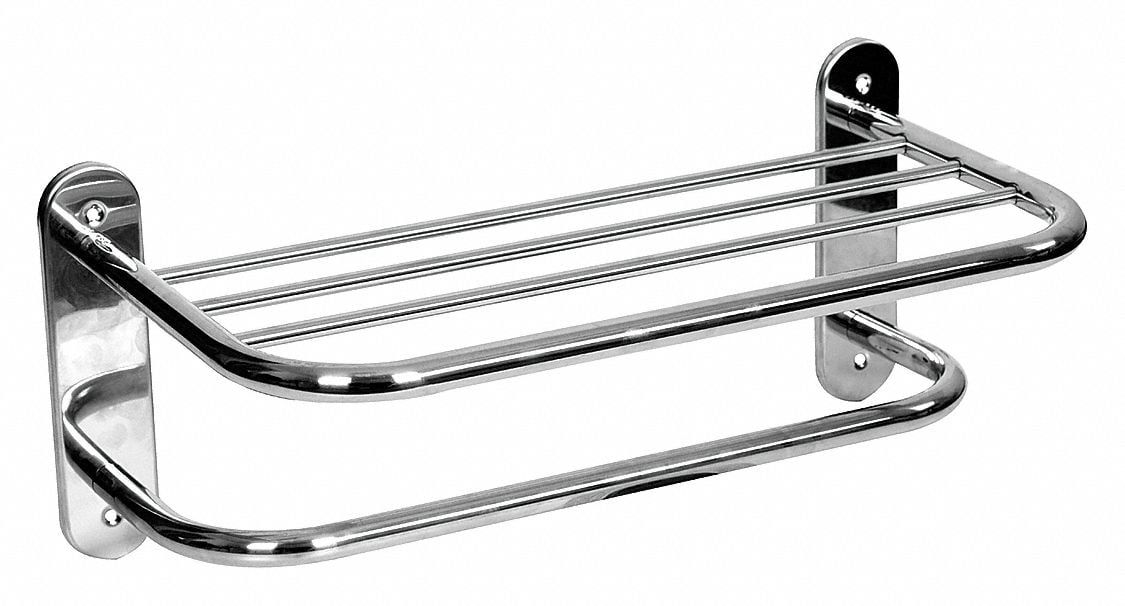 Polished Stainless Steel 24-Inch Wall Mounted Towel Rack