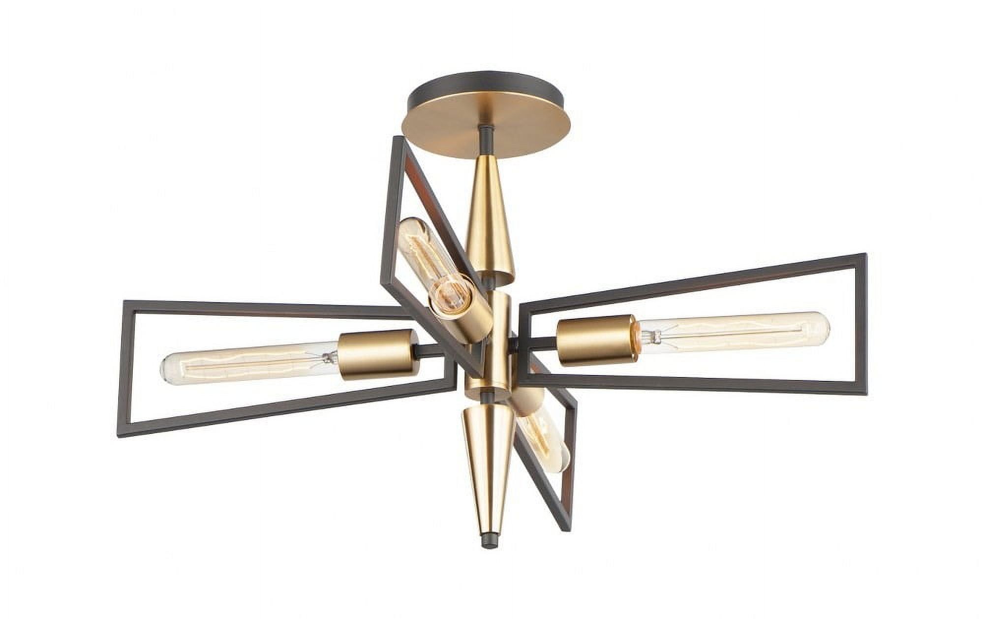 Maxim Wings 4-Light Flush Mount in Black and Satin Brass