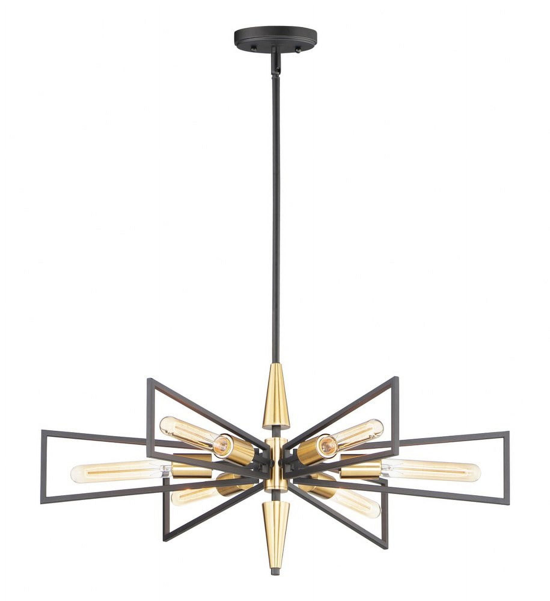 Elegant 6-Light Chandelier in Black and Satin Brass Finish