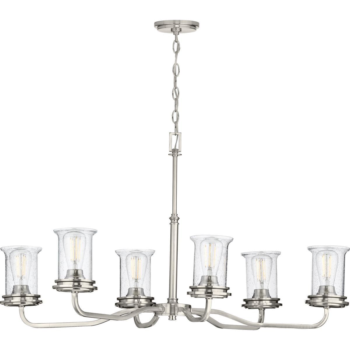 Winslett Brushed Nickel 6-Light Chandelier with Seeded Glass Shades