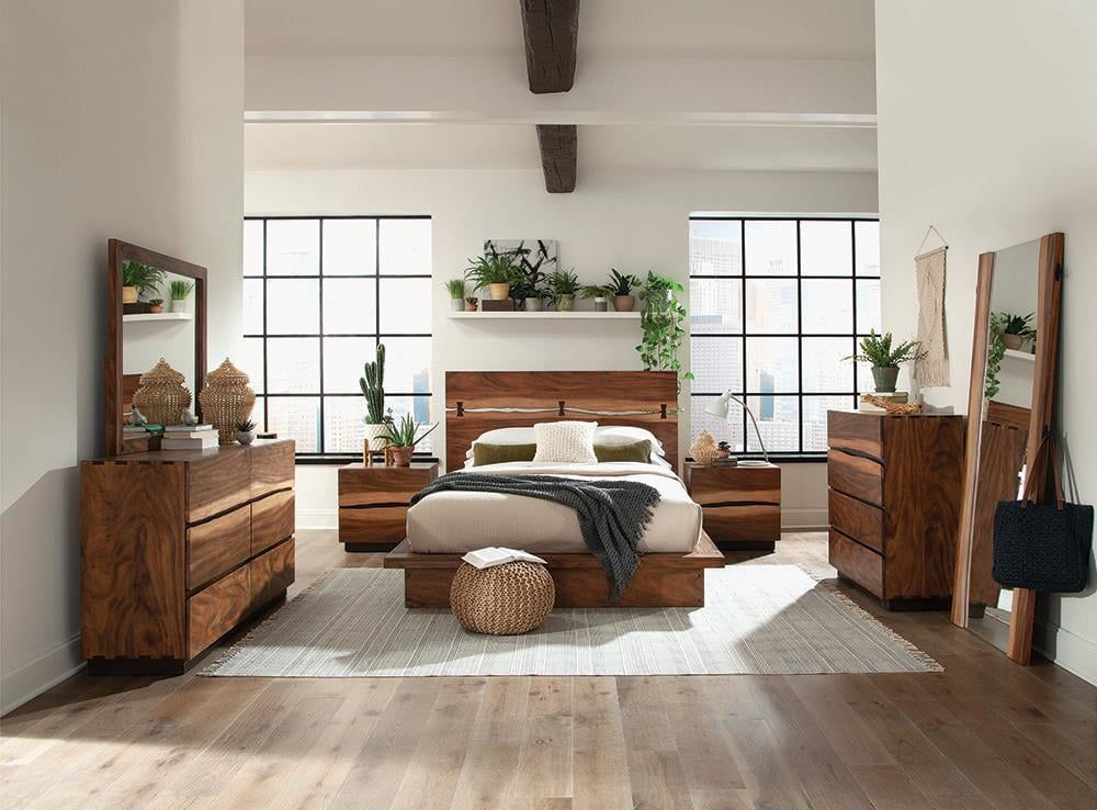 Winslow Smokey Walnut and Coffee Bean Queen Storage Bed