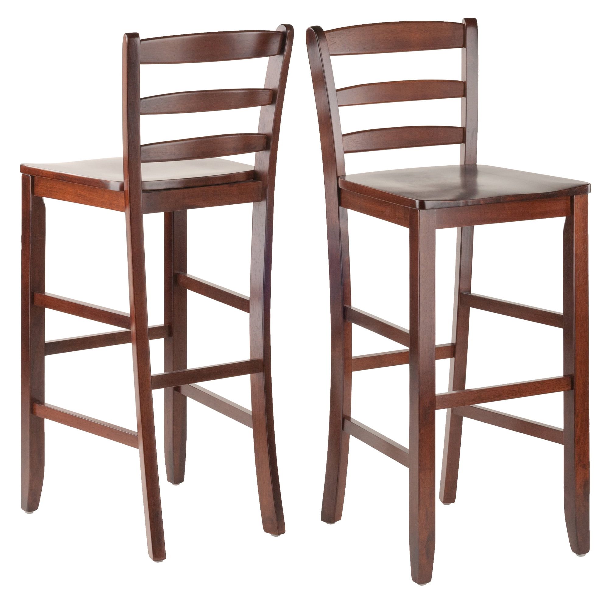 Set of 2 Walnut Ladder Back 30" Bar Stools