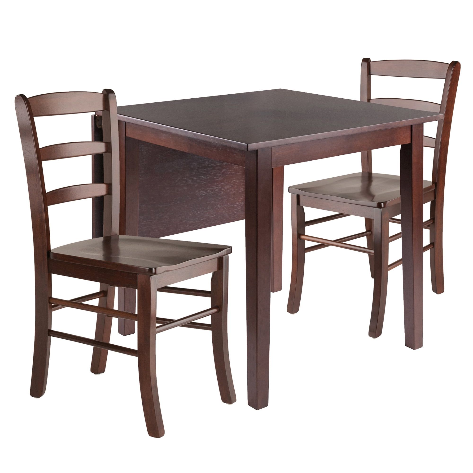 Perrone Solid Wood Drop Leaf Dining Table Set with Ladder Back Chairs