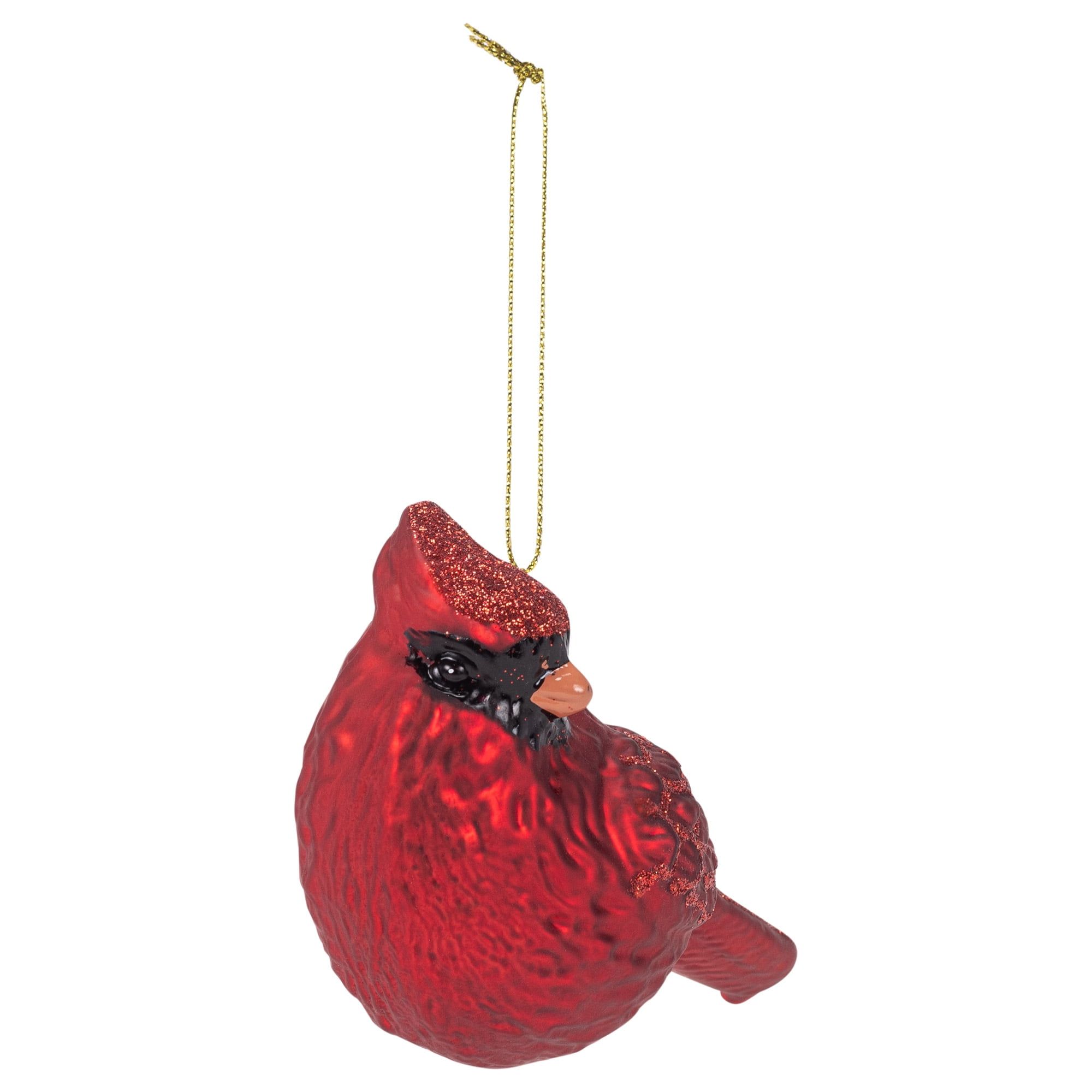 Rosy Red Glass Cardinal Holiday Ornament, 5.25 Inch