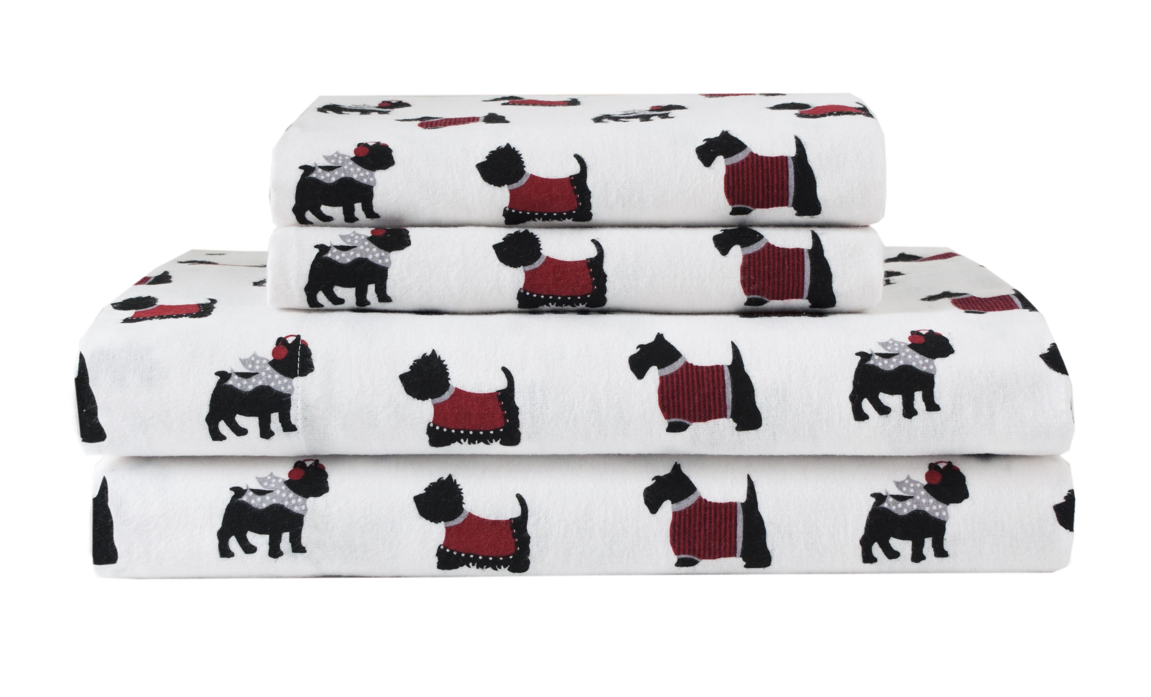 King Size Red and White Cotton Flannel Sheet Set