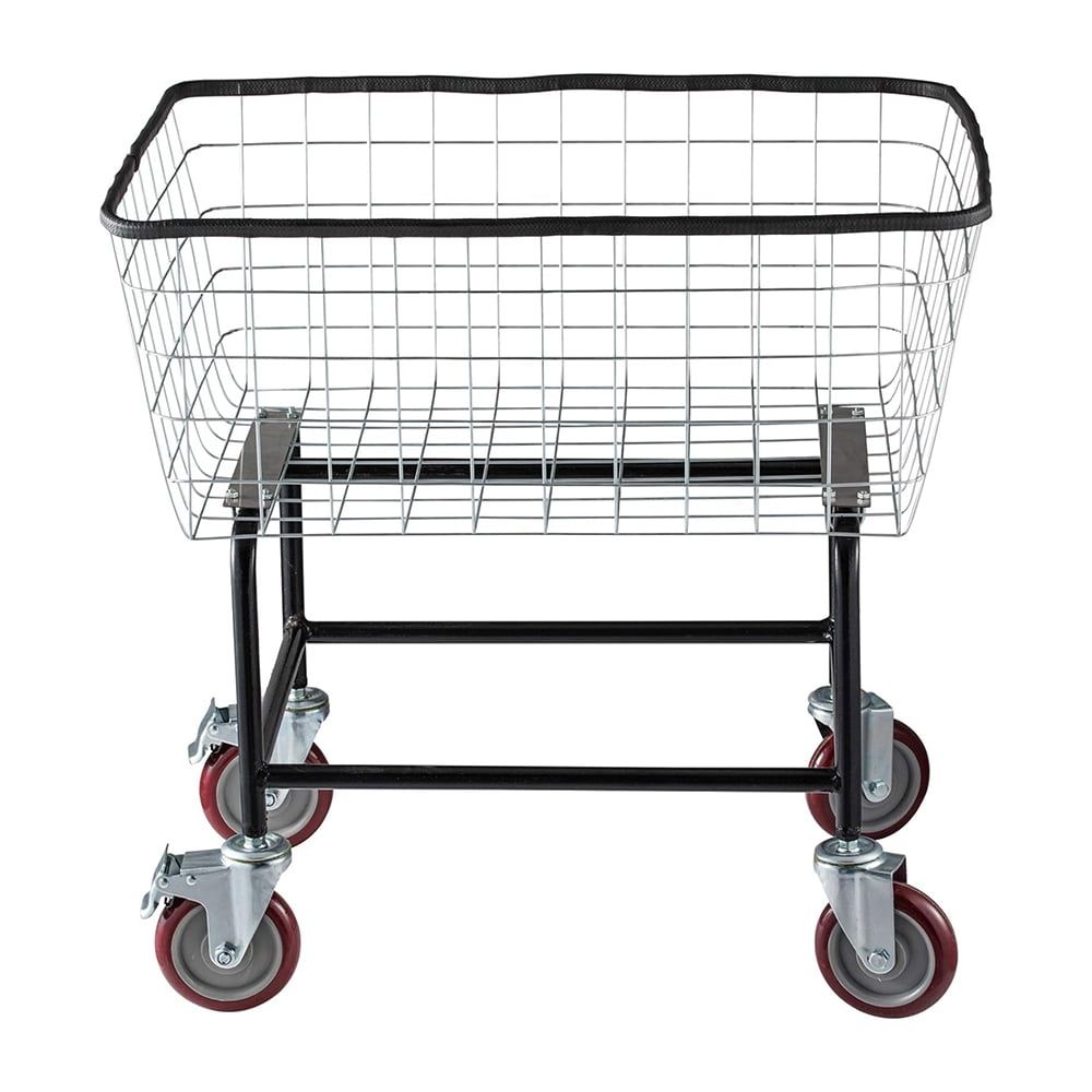 Chrome Finish Steel Wire Laundry Cart with Wheels