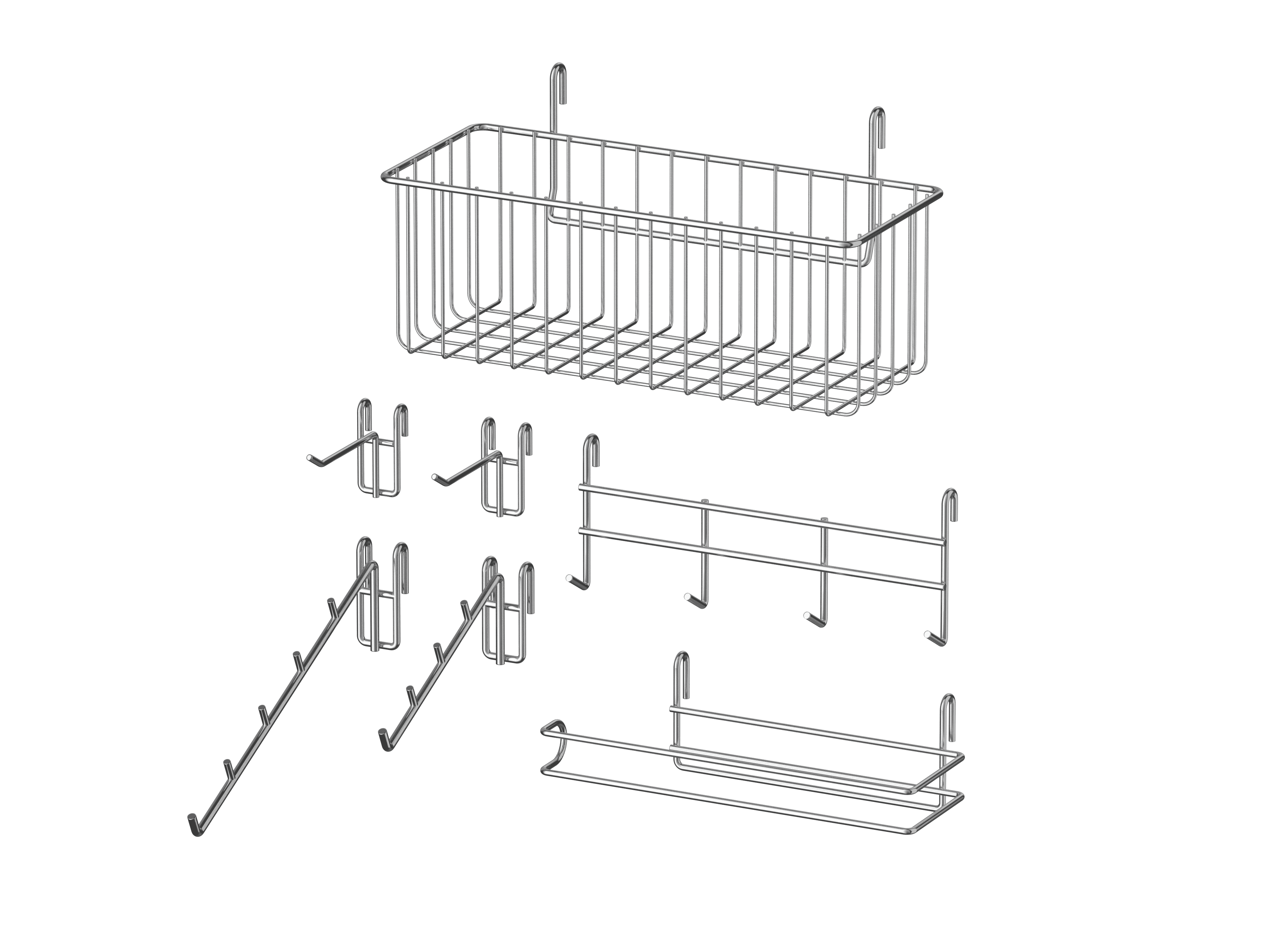 Silver Steel 7-Piece Wire Rack Accessories Kit