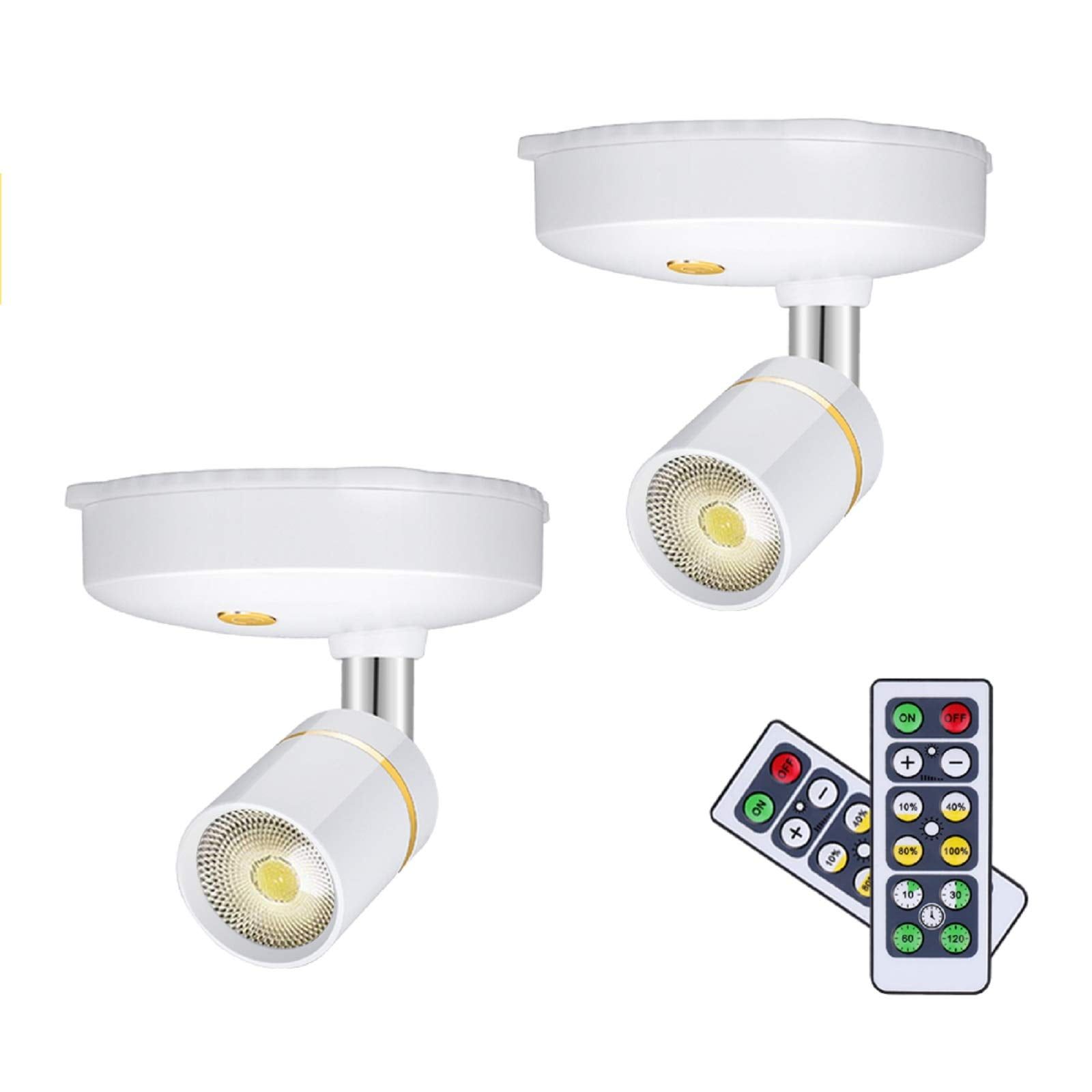 White Battery Operated Dimmable LED Spotlight with Remote