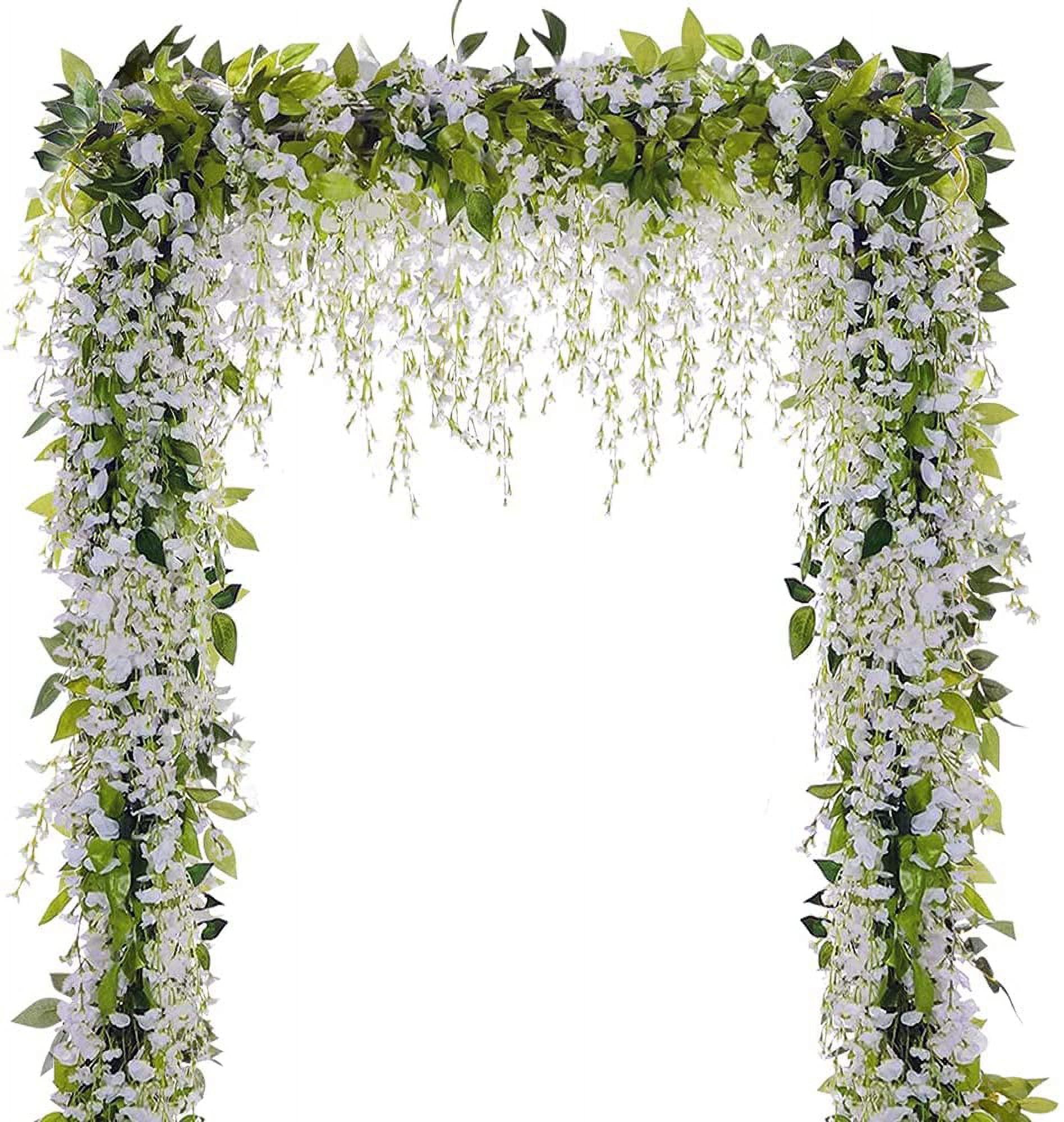 White Artificial Wisteria Garland for Outdoor Wedding Decor, 5 Pieces