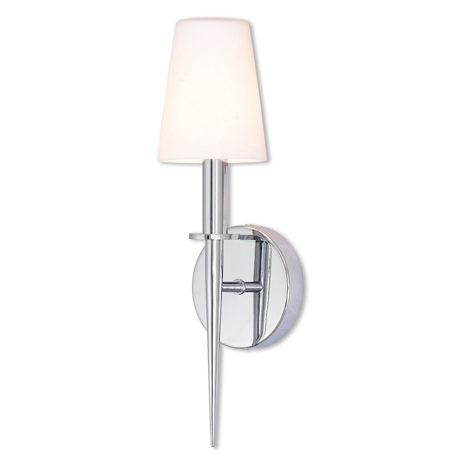 Sleek Polished Chrome Direct Wired 1-Light Sconce with Opal White Glass