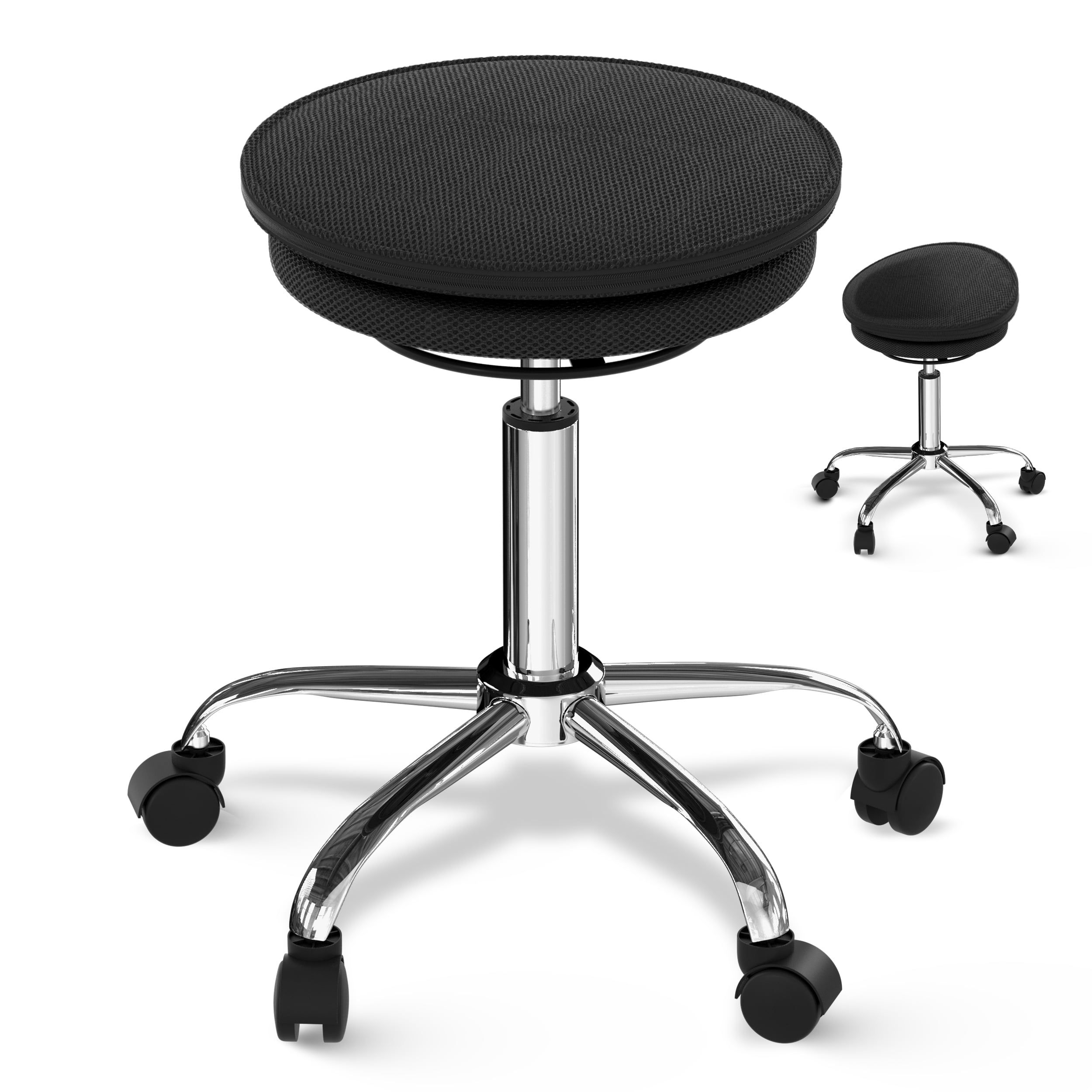 ErgoFlex Adjustable Black Rolling Balance Stool with 5-Star Base