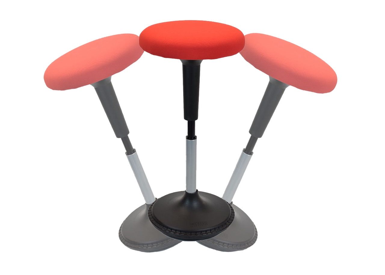 ErgoFlex Adjustable Red Wood & Metal Swivel Saddle Stool