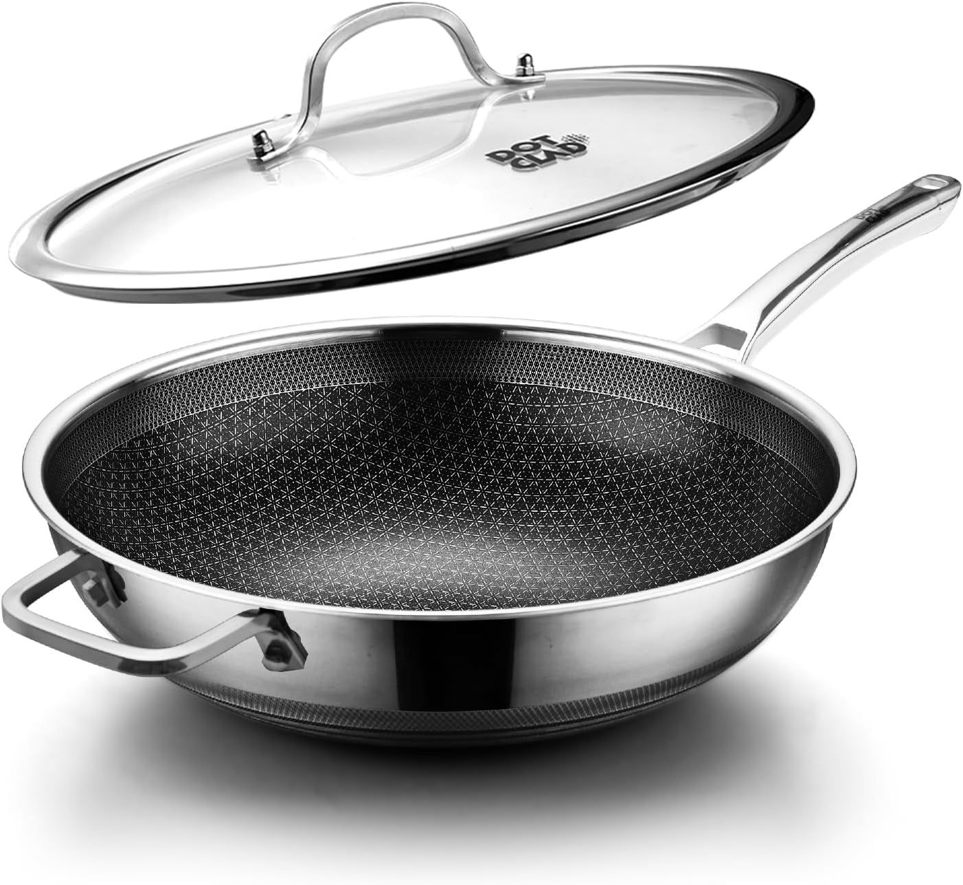 12-Inch Stainless Steel Nonstick Wok with Lid