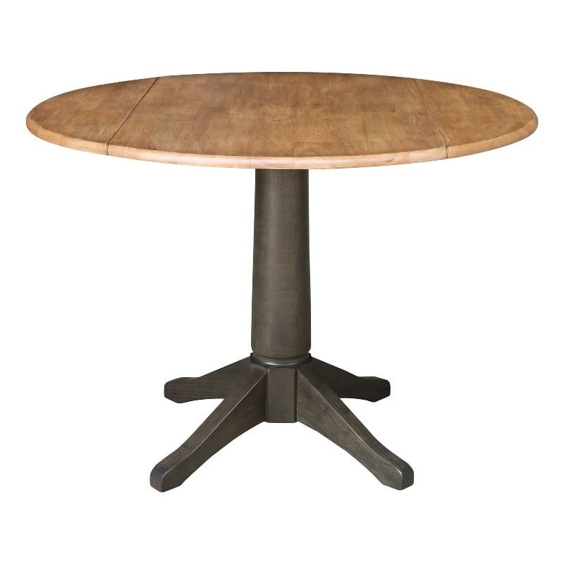 Classic 42" Round Hickory & Washed Coal Extendable Dining Table