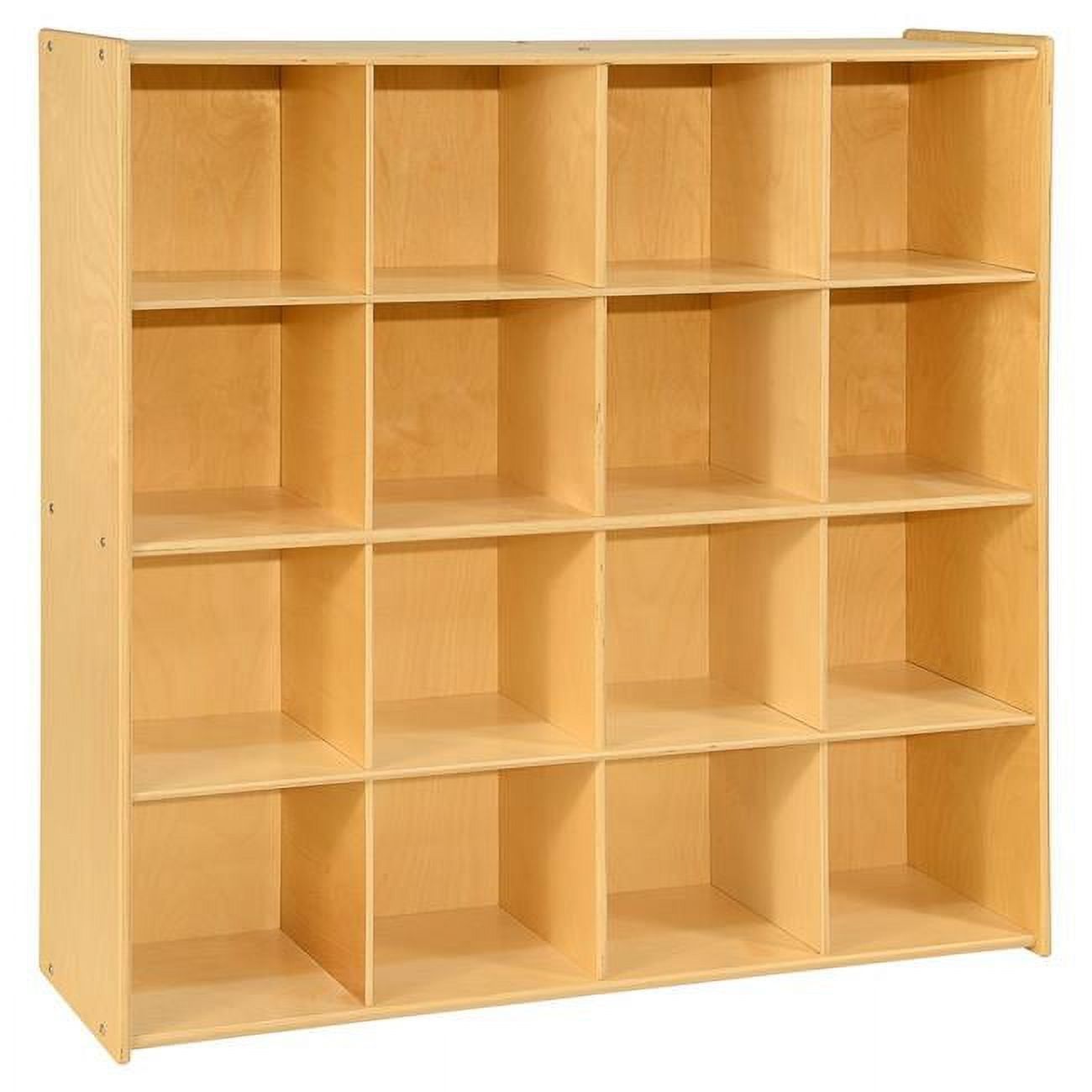 Natural Baltic Birch 16-Cubby Kids Storage Organizer