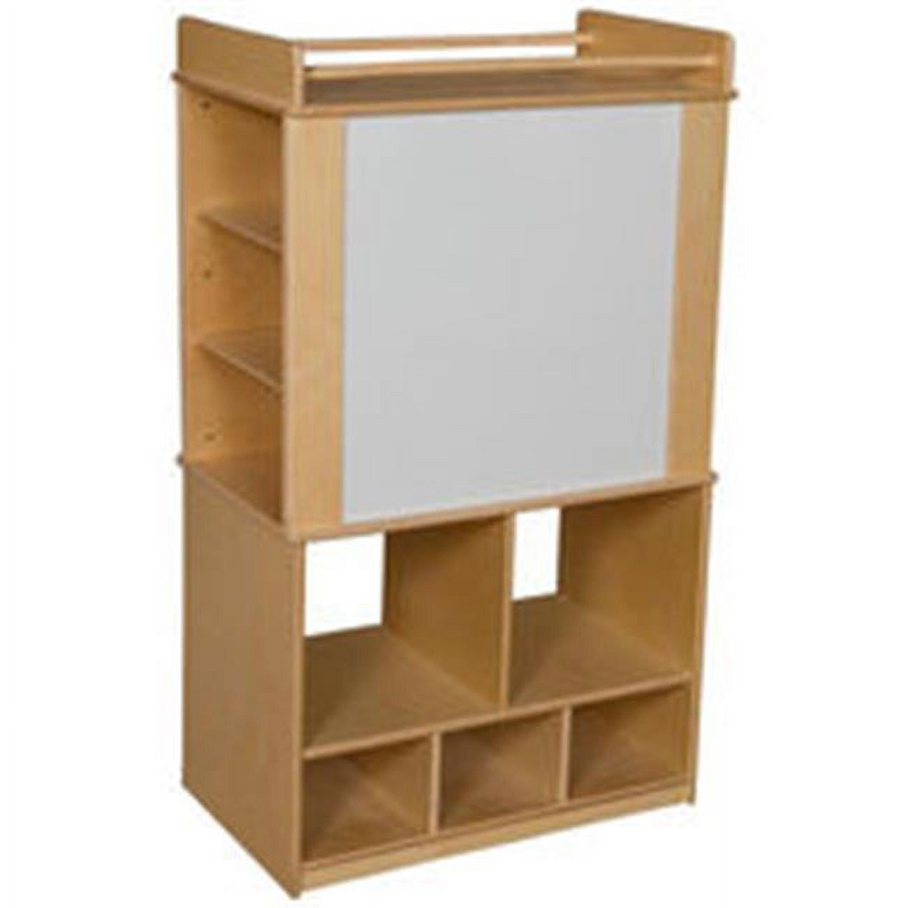 Natural Wood Double-Sided Teaching Center with Purple Trays