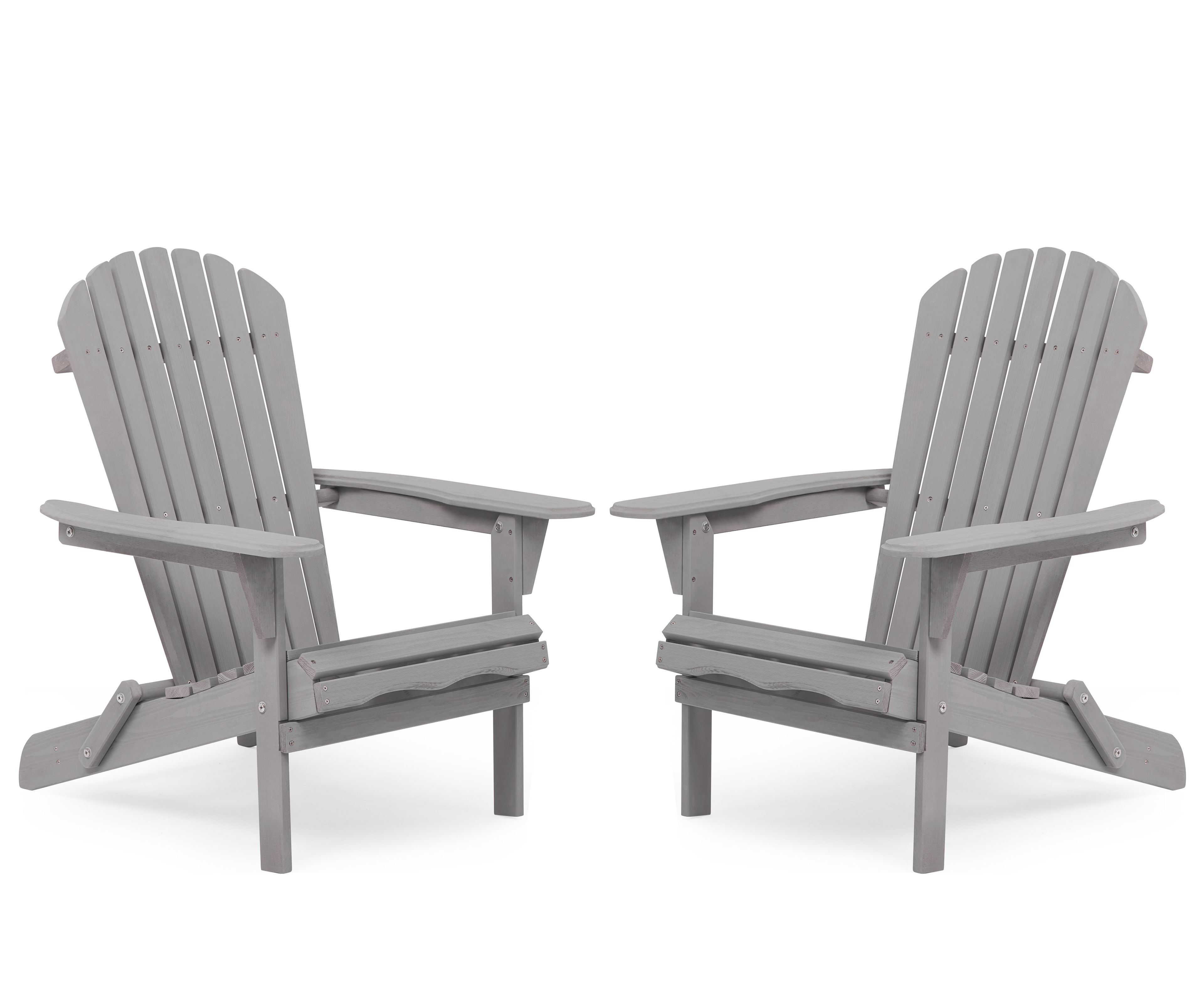 Gray Cedar Wood Folding Adirondack Chair Set of 2