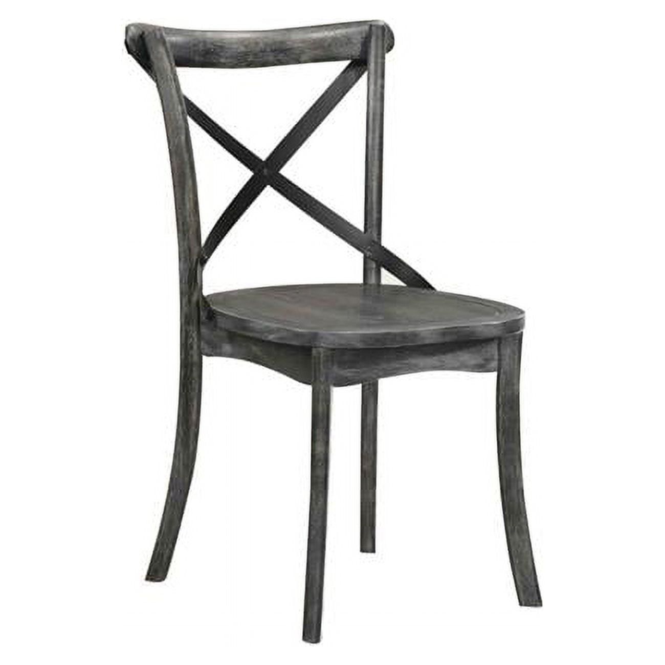 Rustic Gray & Black Wood-Metal Cross Back Side Chair - Set of 2