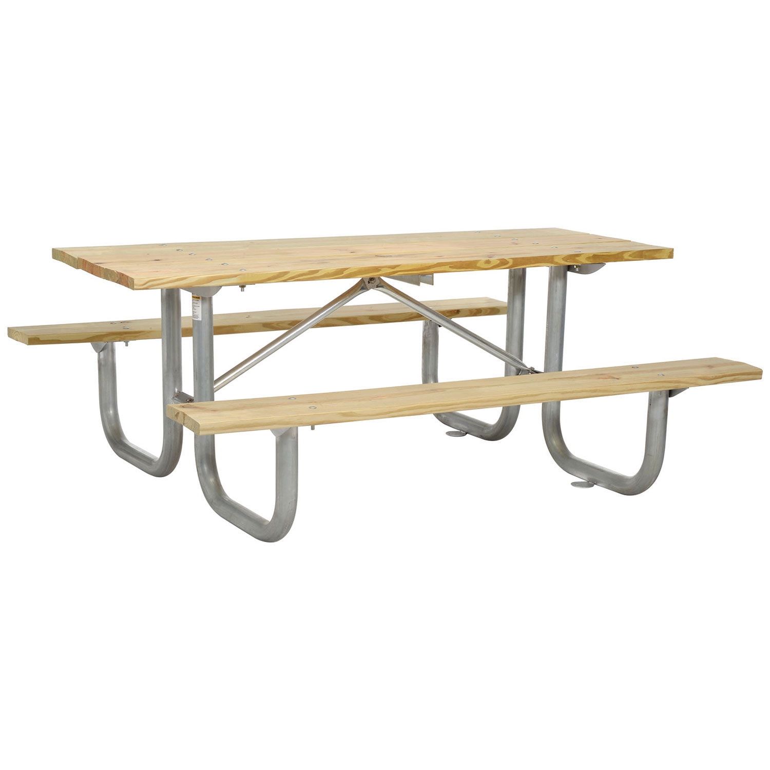 Natural Pine and Steel Outdoor Picnic Table, 72"