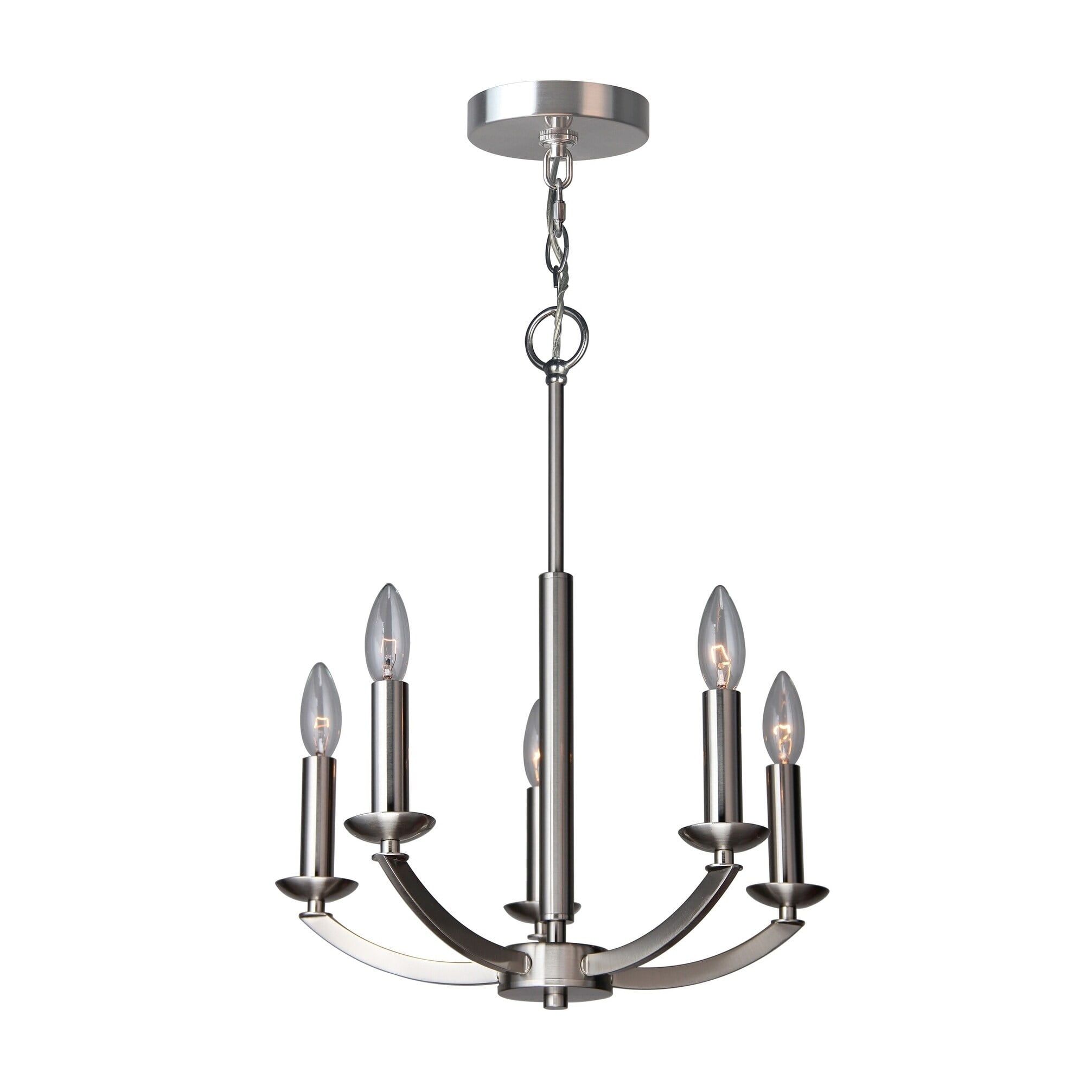 Lola 16.5" Satin Nickel 5-Light Metal Candelabra Chandelier