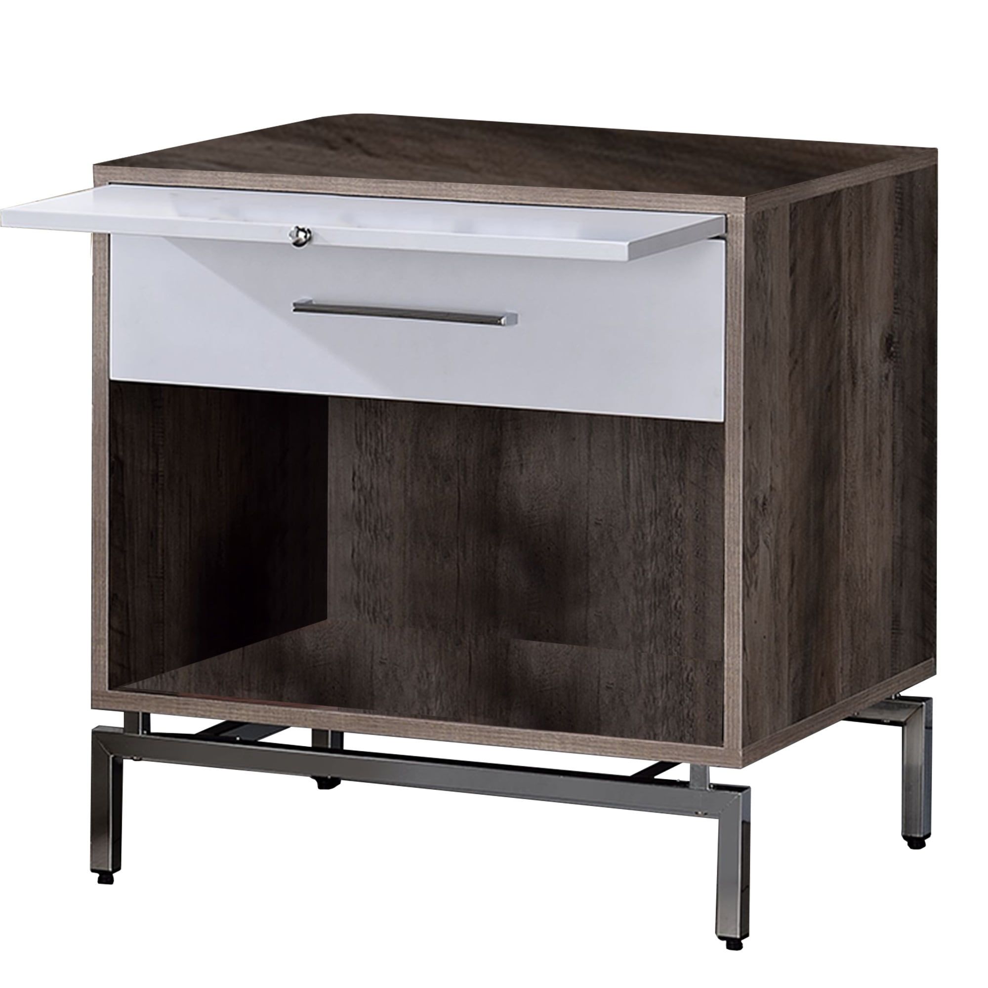 Versatile Brown Wooden Accent Table with White Pull-Out Tray