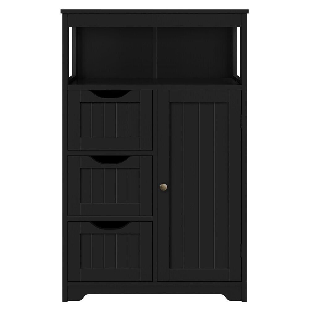 Black Wooden Living Room Cabinet with Adjustable Shelving