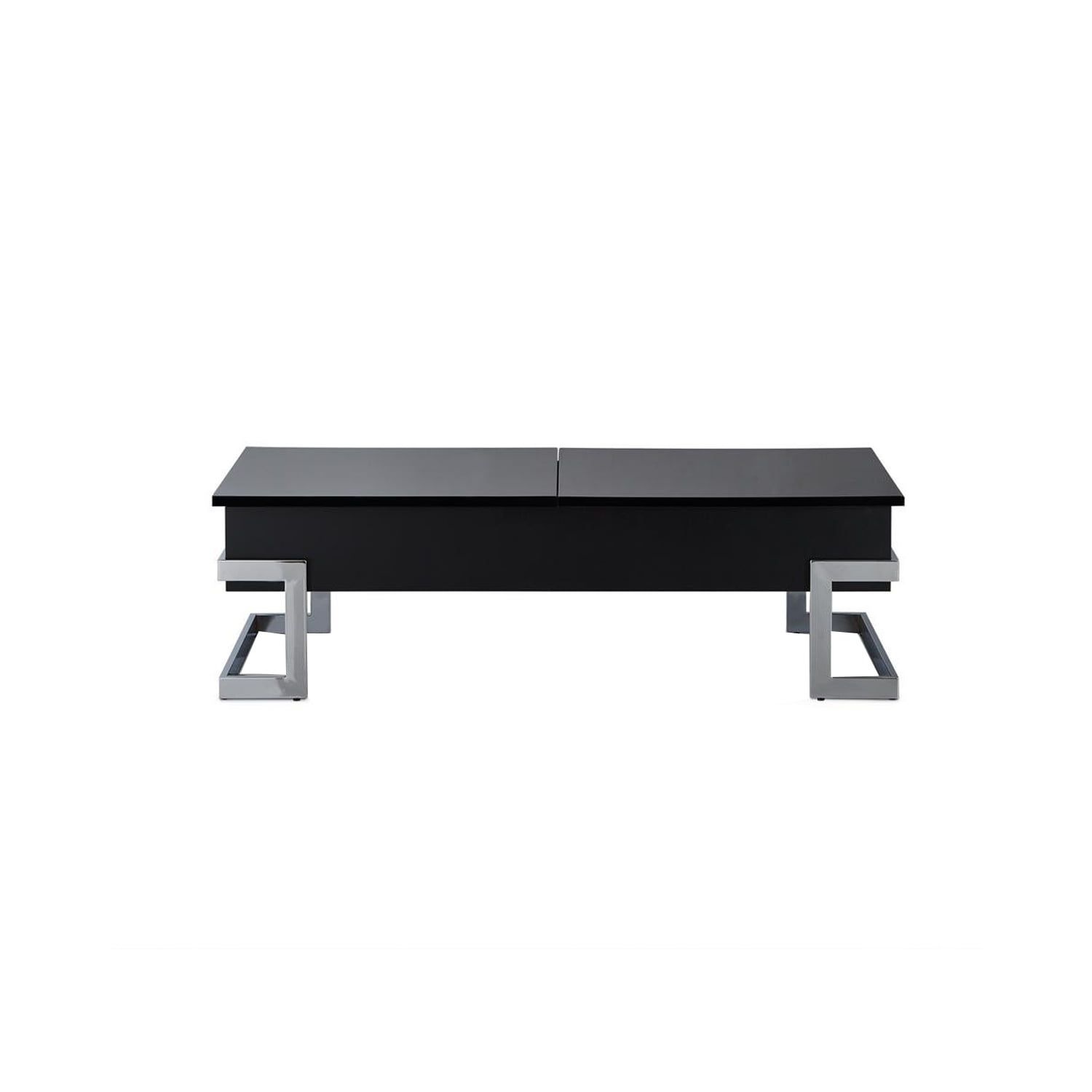 Contemporary Black Wood and Metal Lift-Top Coffee Table with Storage