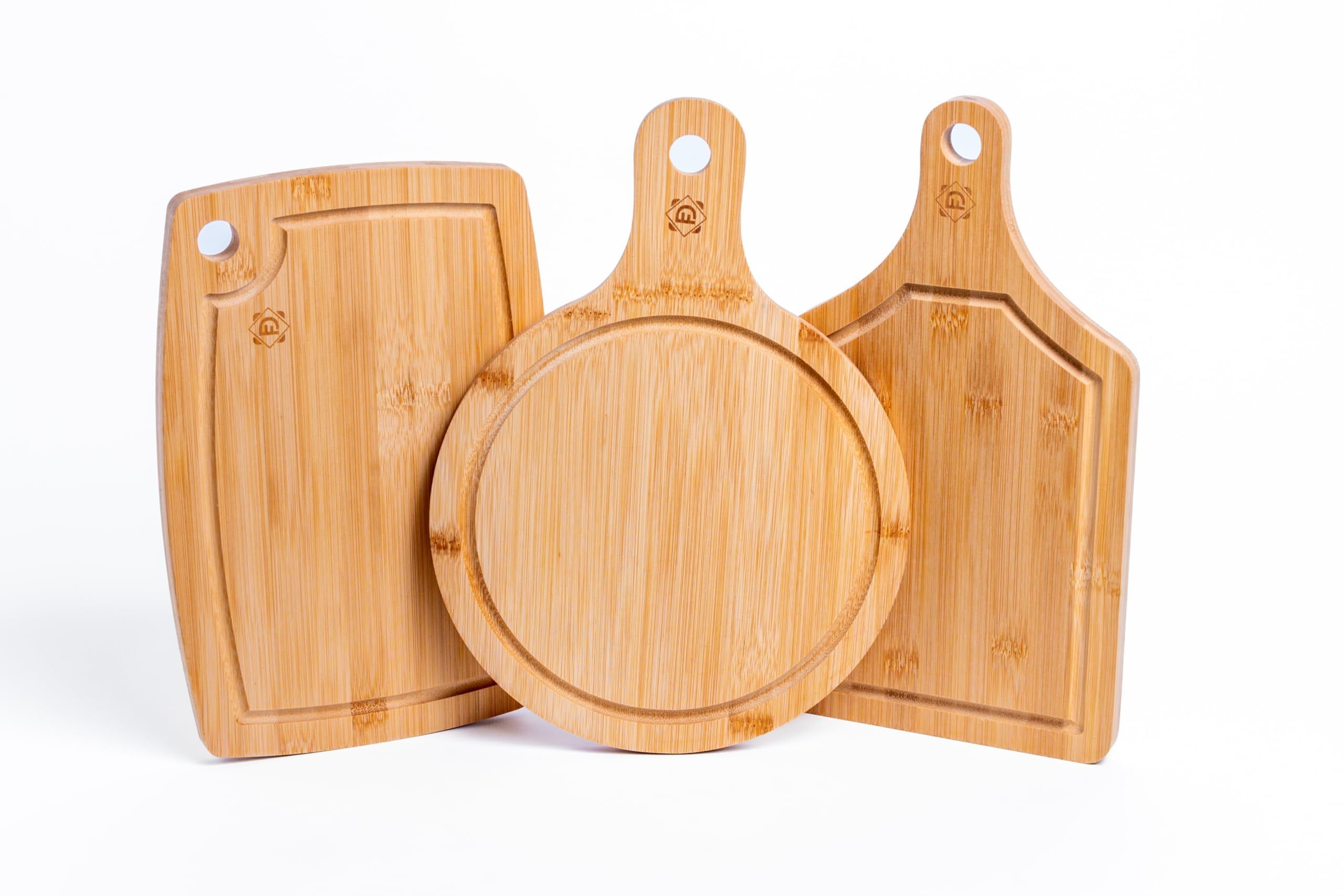 Bamboo Cutting Board Set with Grooves - 3-Piece