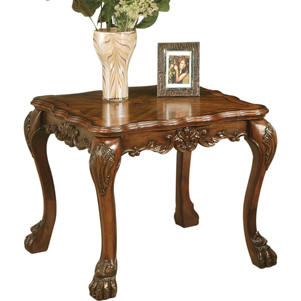 Cherry Oak 28" Traditional Wood and Metal End Table