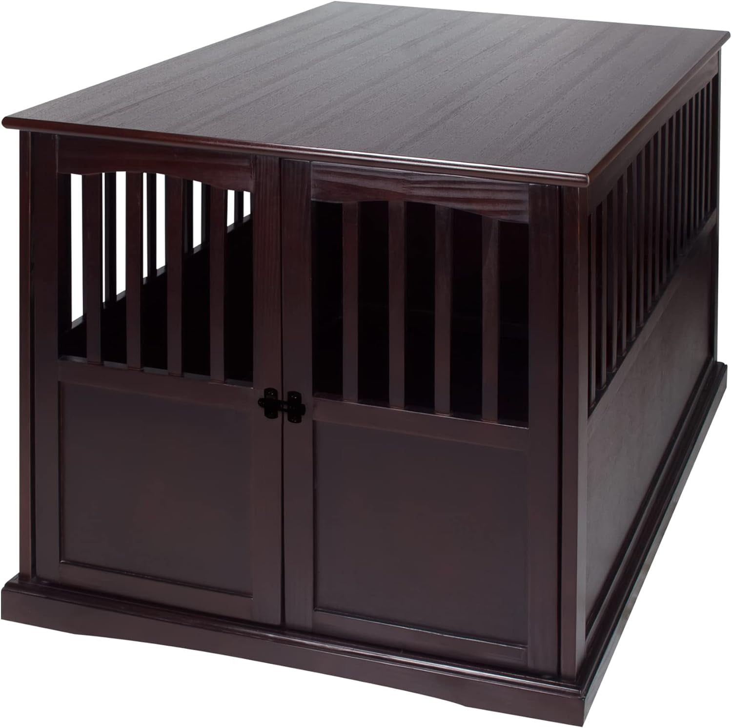 Extra Large Espresso Pine Wood Pet Crate End Table