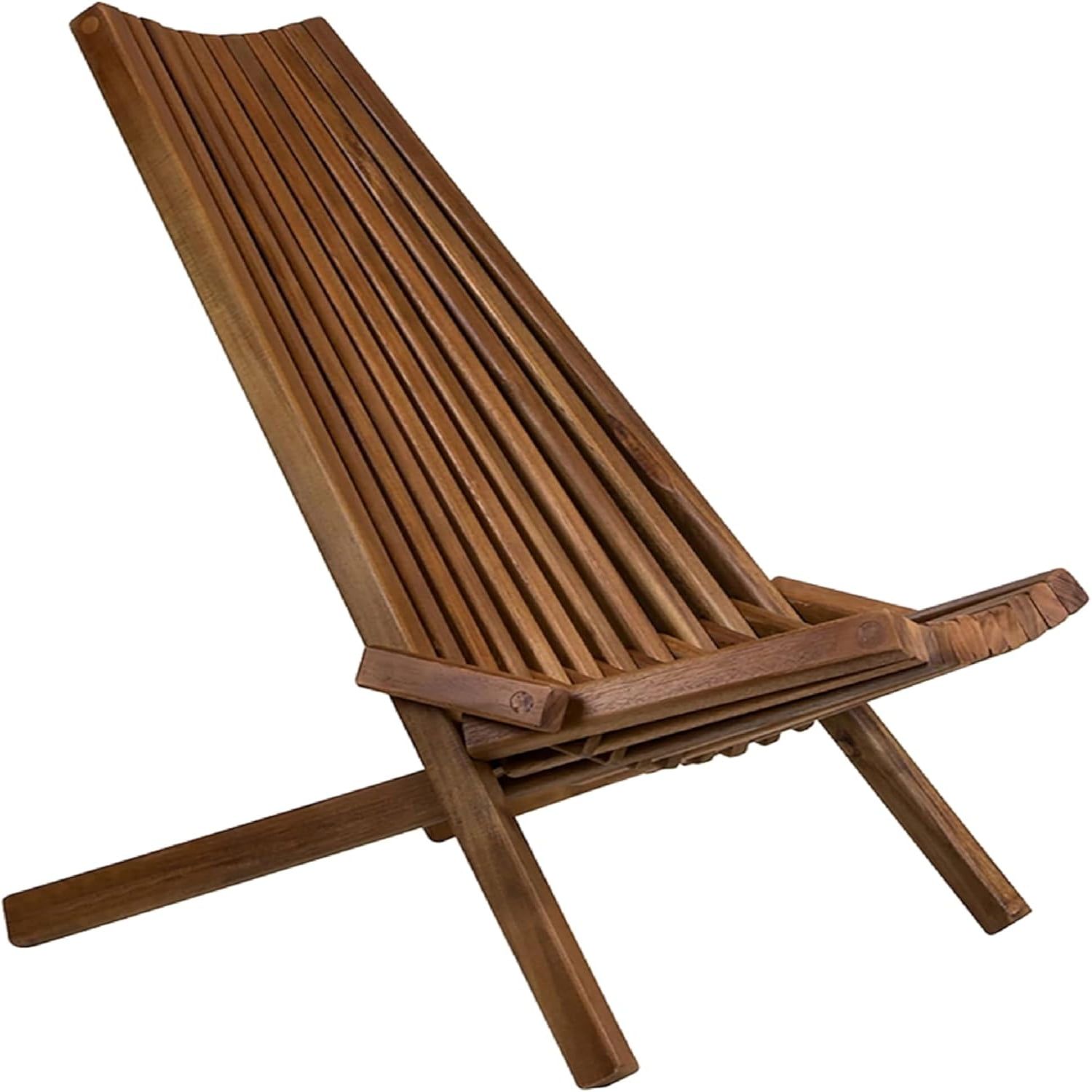 Espresso Acacia Wood Foldable Outdoor Lounge Chair