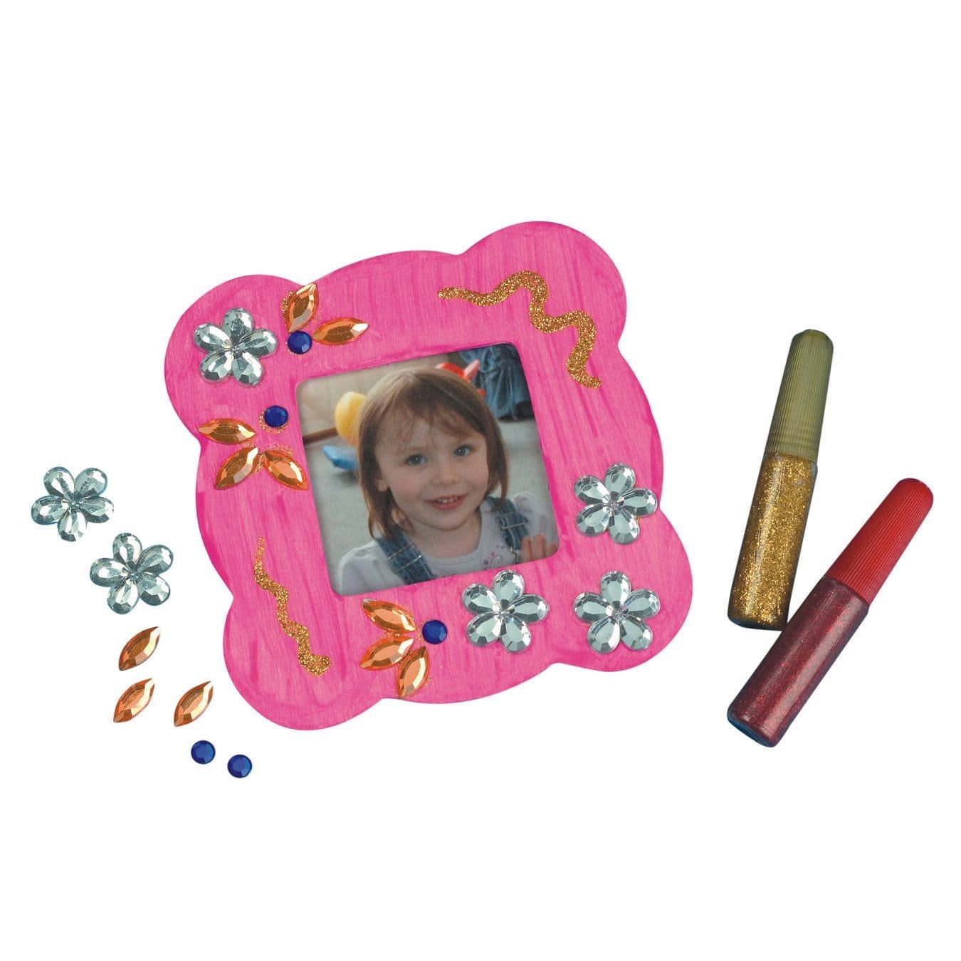 Pink Wooden Photo Frame Craft Kit with Glitter Glue and Gems