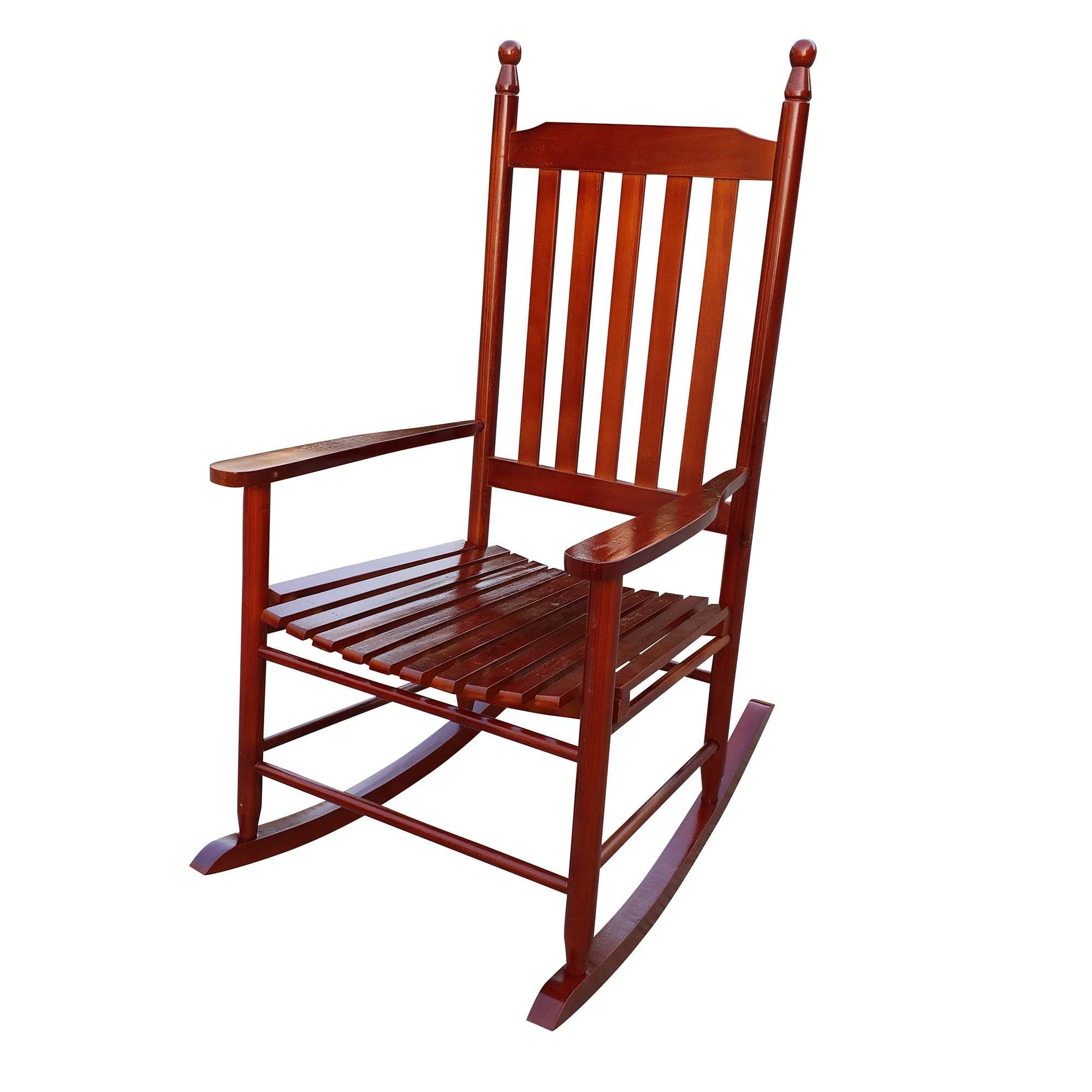 Brown Wooden Porch Rocking Chair with Armrests