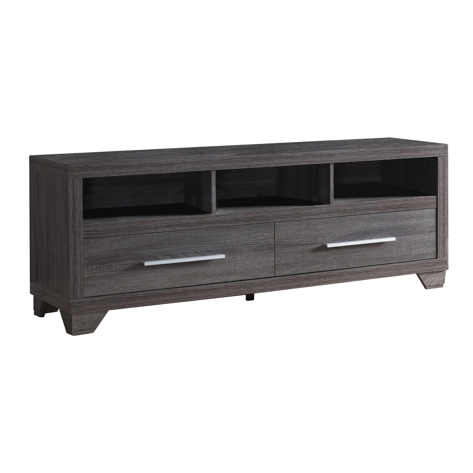 Contemporary 60" Wooden TV Stand with Cabinet Storage, Gray