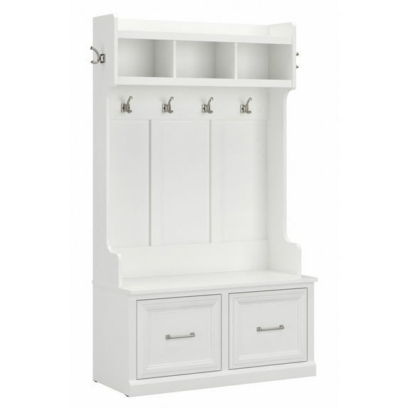 White Ash Engineered Wood Hall Tree with Storage Bench