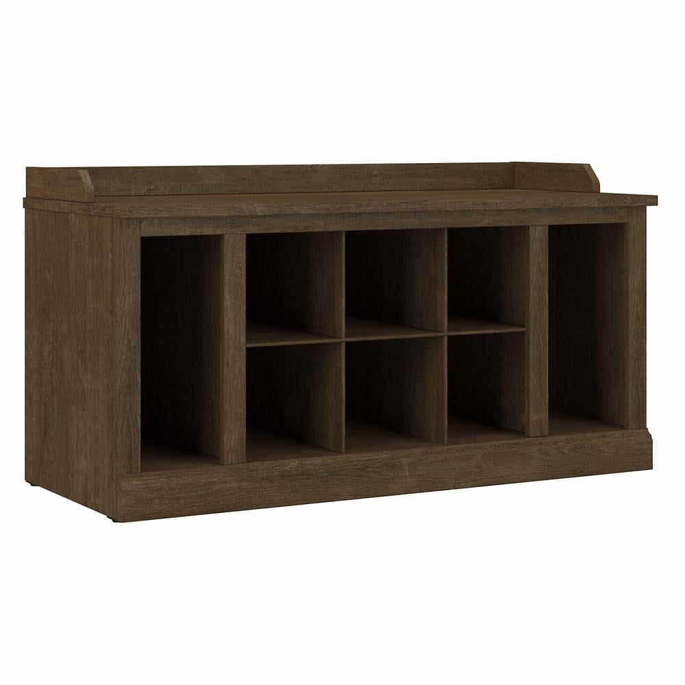 Transitional Ash Brown Engineered Wood Entryway Shoe Storage Bench