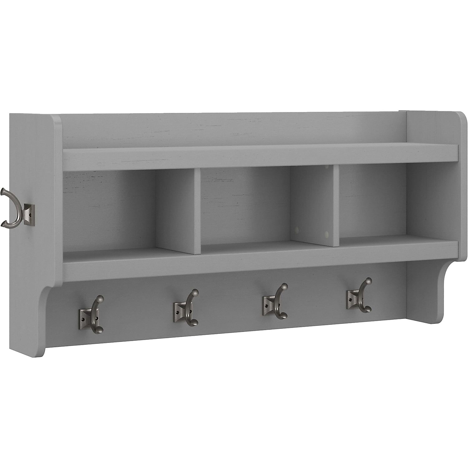 Cape Cod Gray Wall Mounted Coat Rack with Shelf and Cubbies