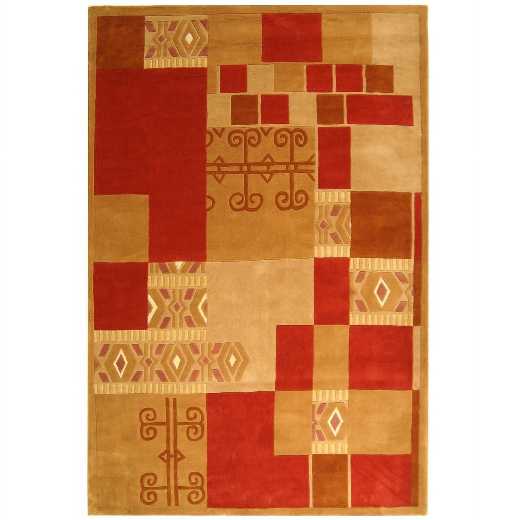 Handmade Red and Beige Wool Tufted Area Rug 3'6" x 5'6"