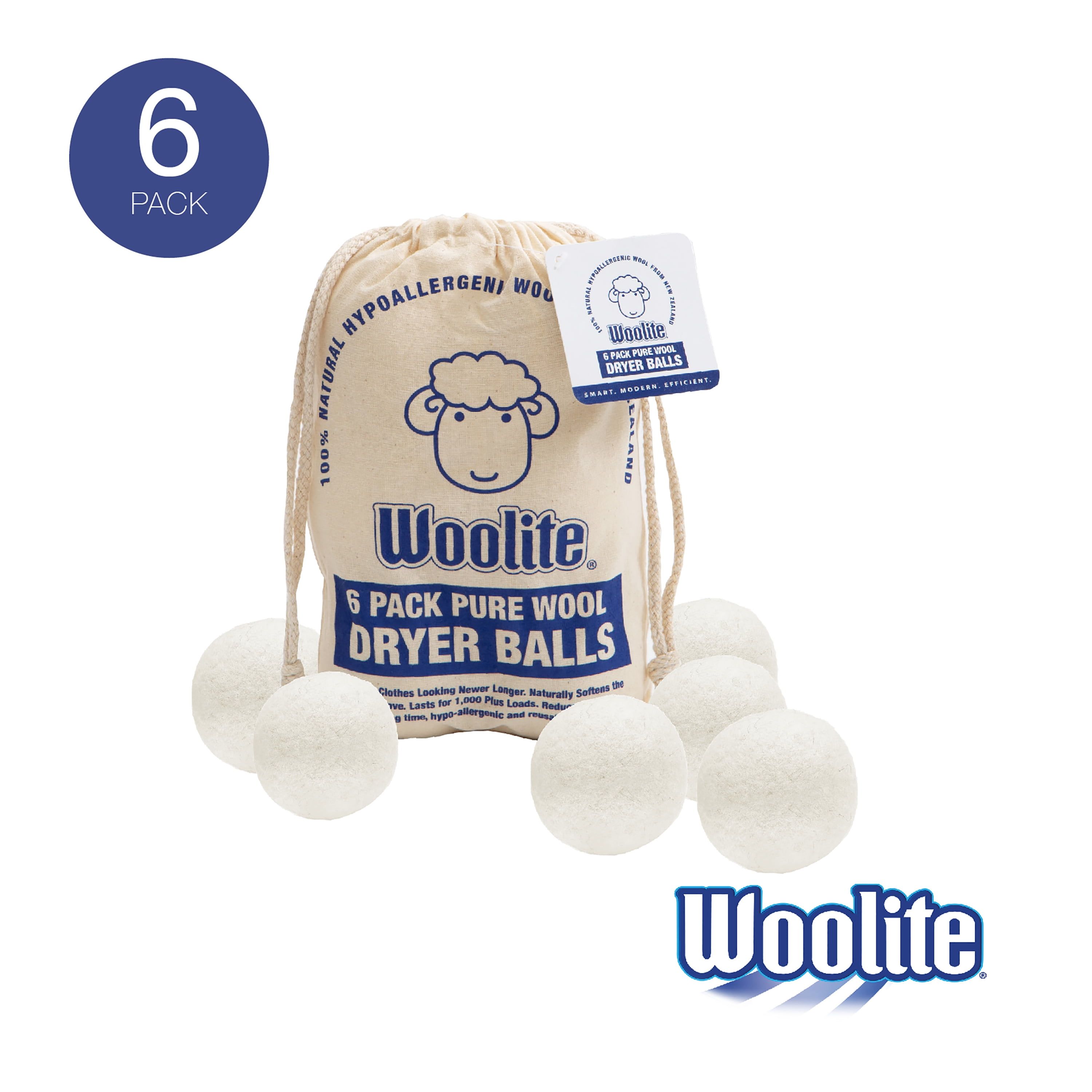 Eco-Friendly Wool Dryer Balls Set with Canvas Bag, 6 Pack