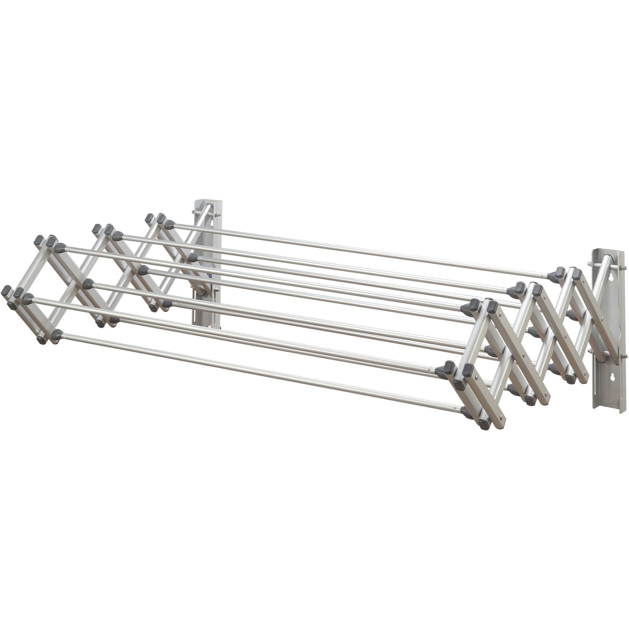 Silver Aluminum Collapsible Wall-Mount Drying Rack