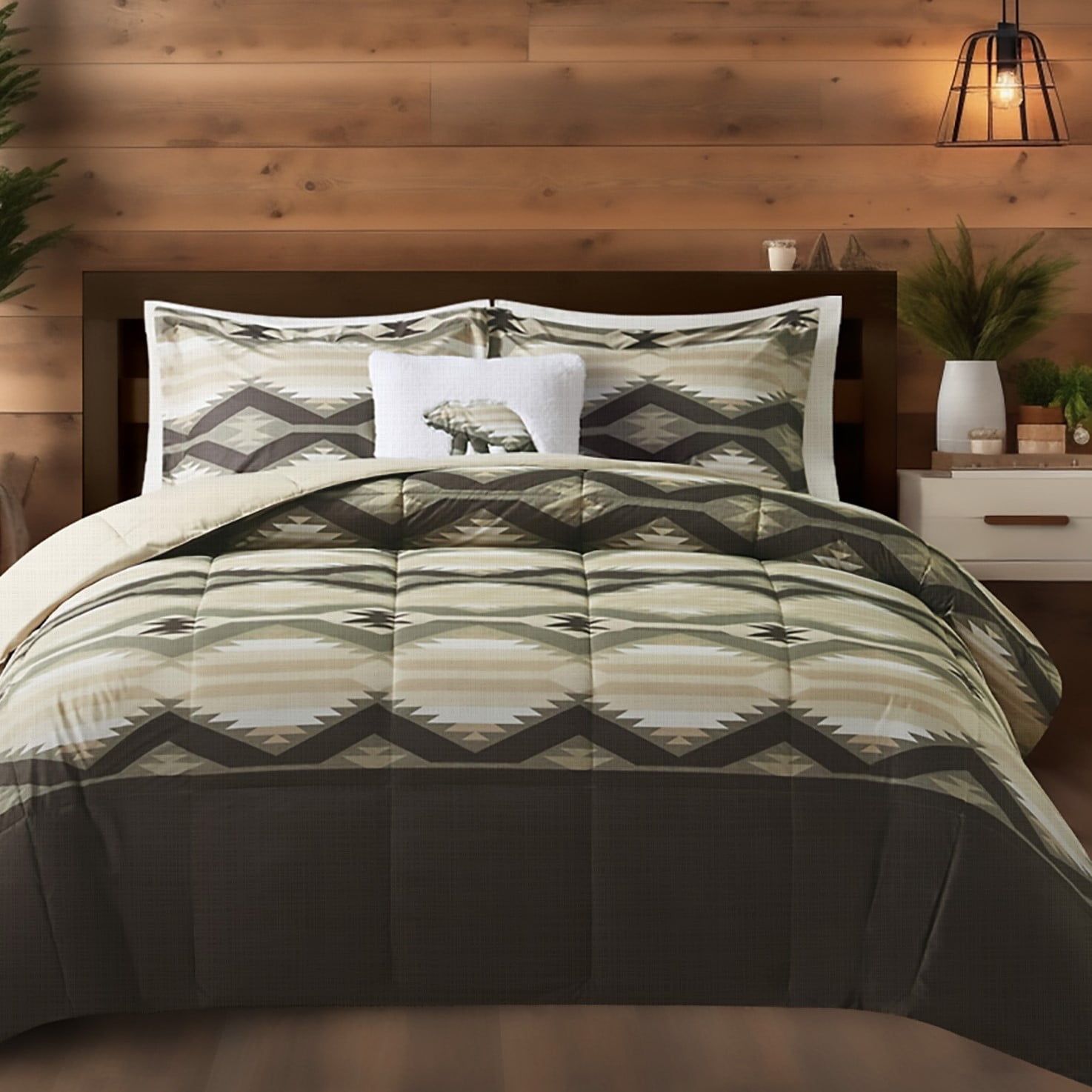 Full Brown Southwestern Down Alternative Comforter Set