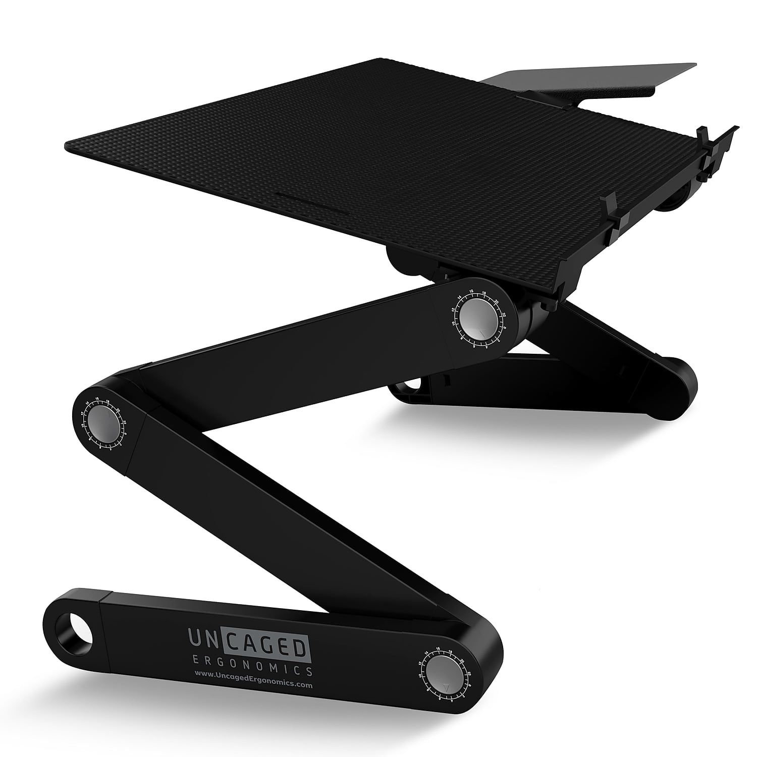 Black Adjustable Aluminum Laptop Stand with Mouse Pad