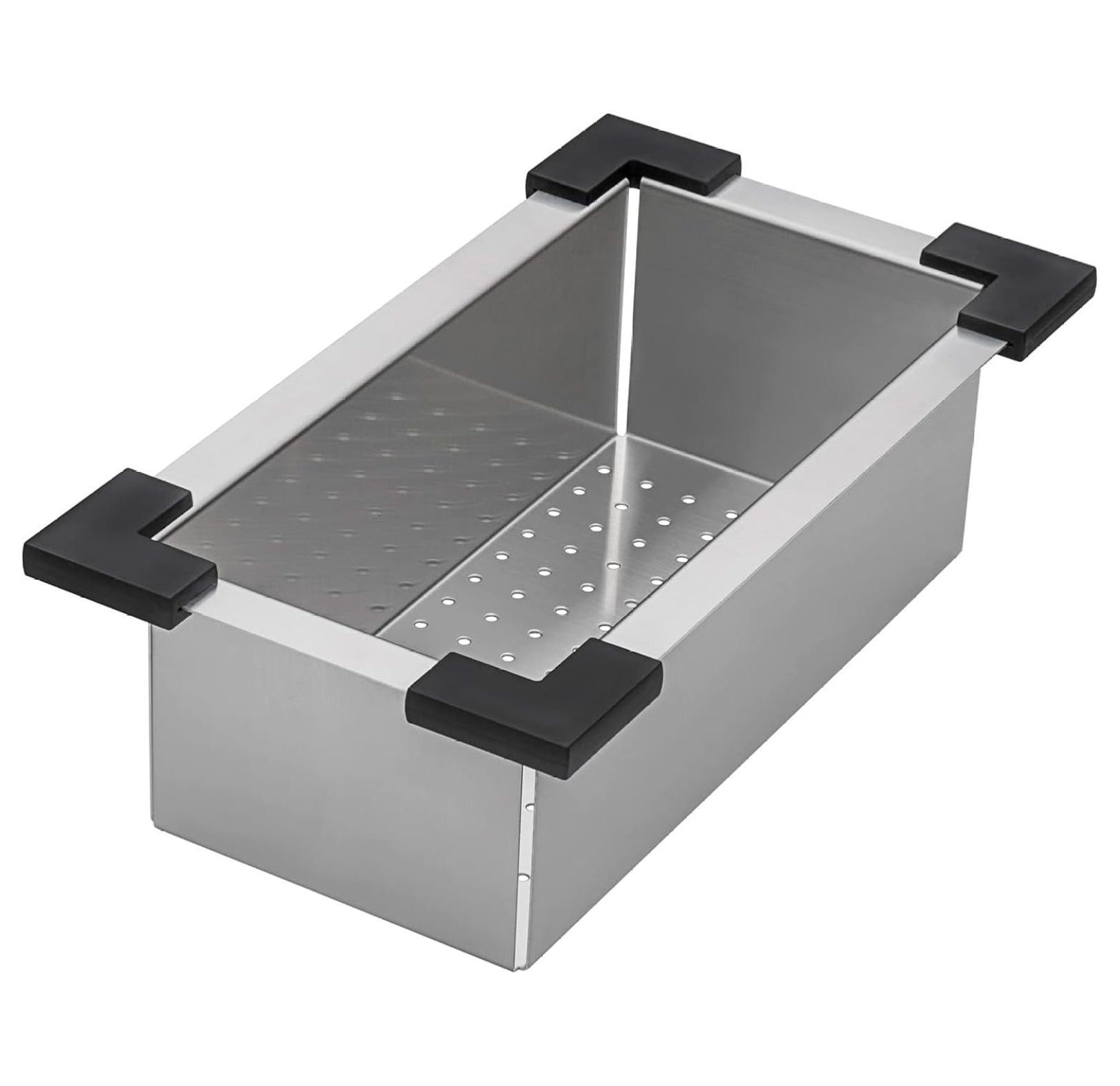 Stainless Steel Workstation Sink Colander with Black Plastic Corners