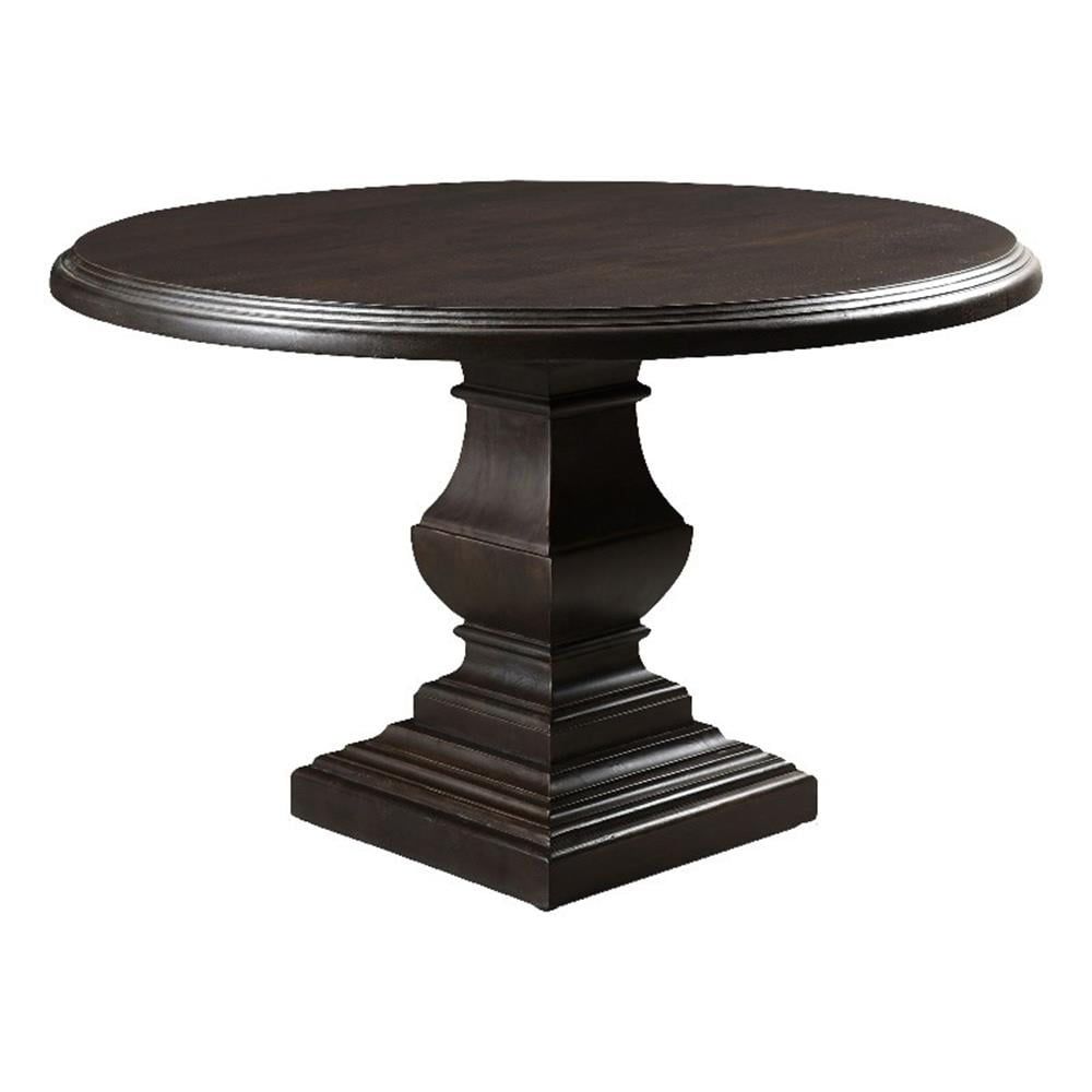 60" Round Dark Brown Mango Wood Dining Table