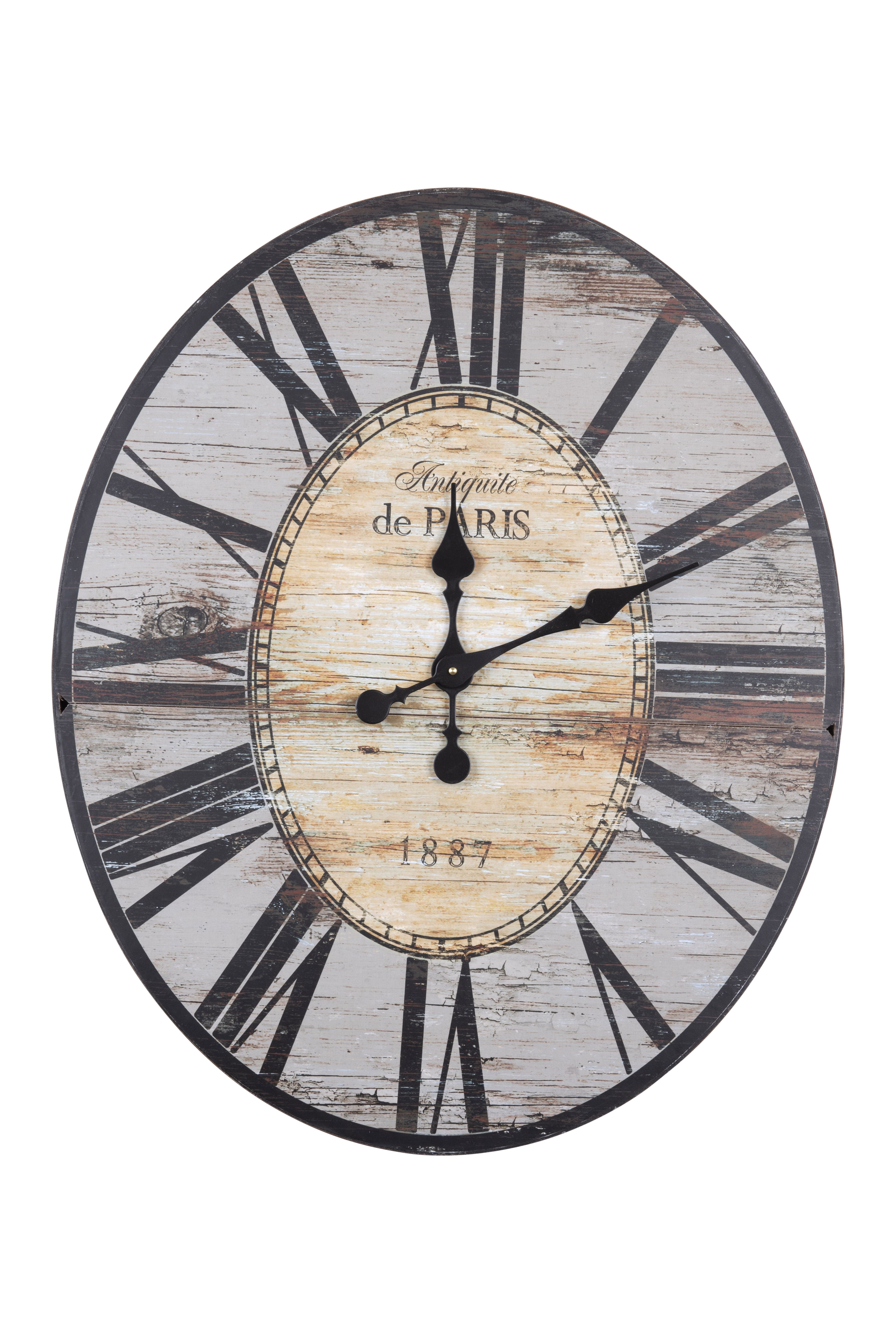 Woven Paths 29" Oval Distressed Grey Wood Wall Clock