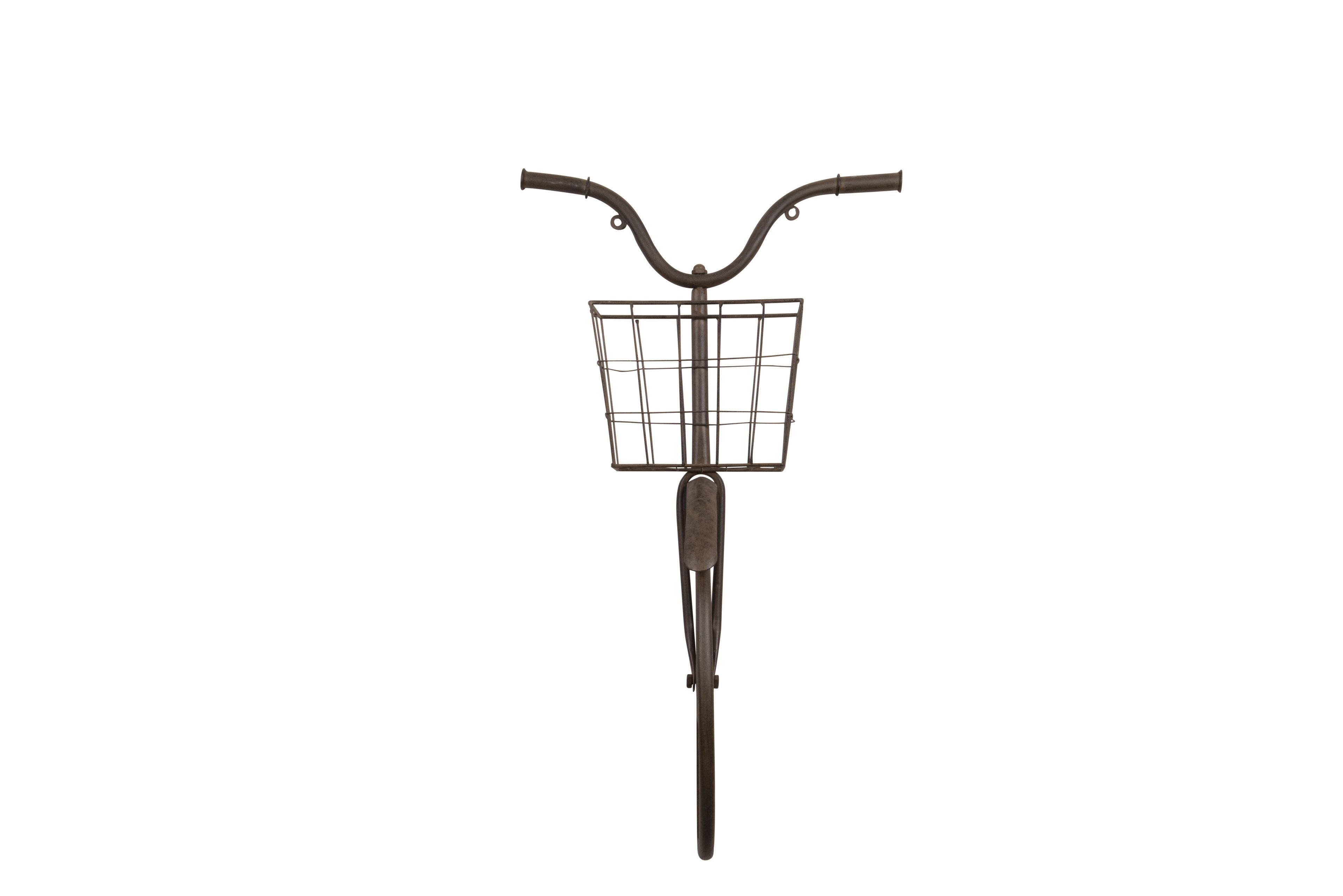 Distressed Rust Iron Bike Wall Decor with Basket, 30"