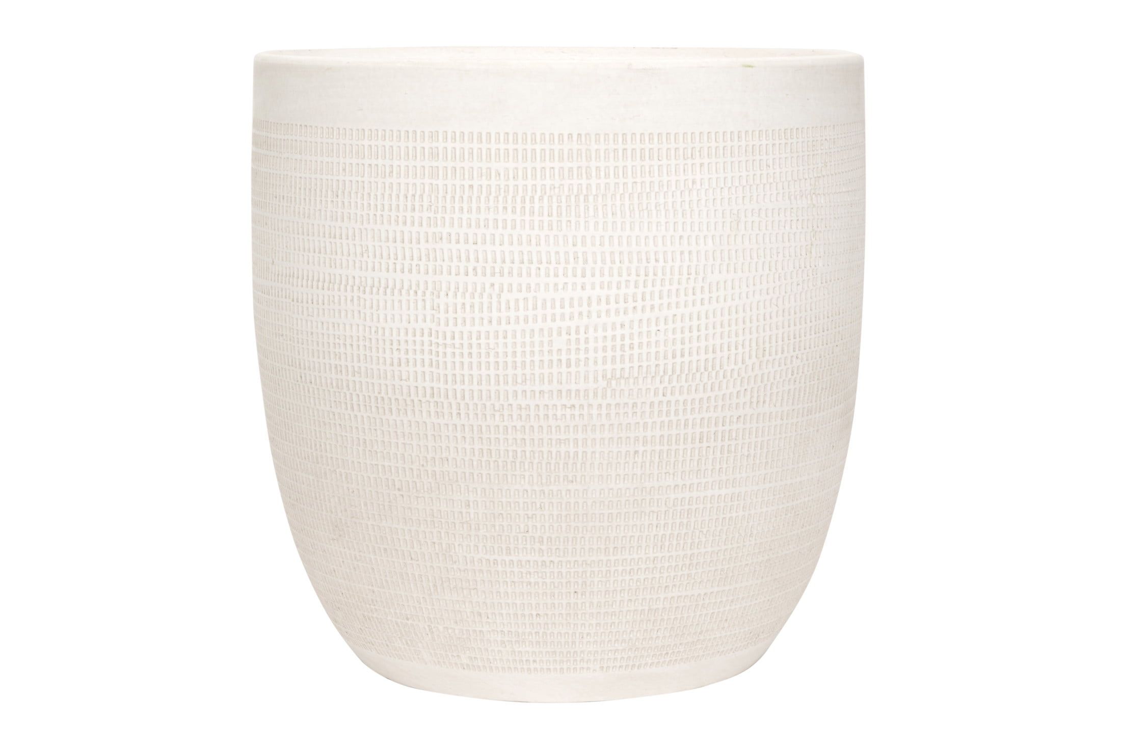 Large Matte White Embossed Stoneware Indoor/Outdoor Planter